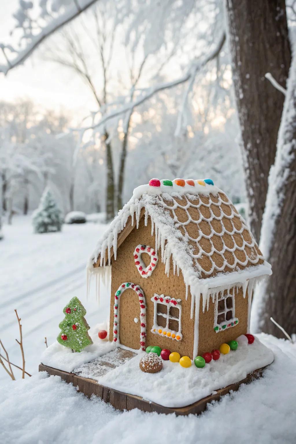 Frosting spears infuse a wintry allure to gingerbread houses.