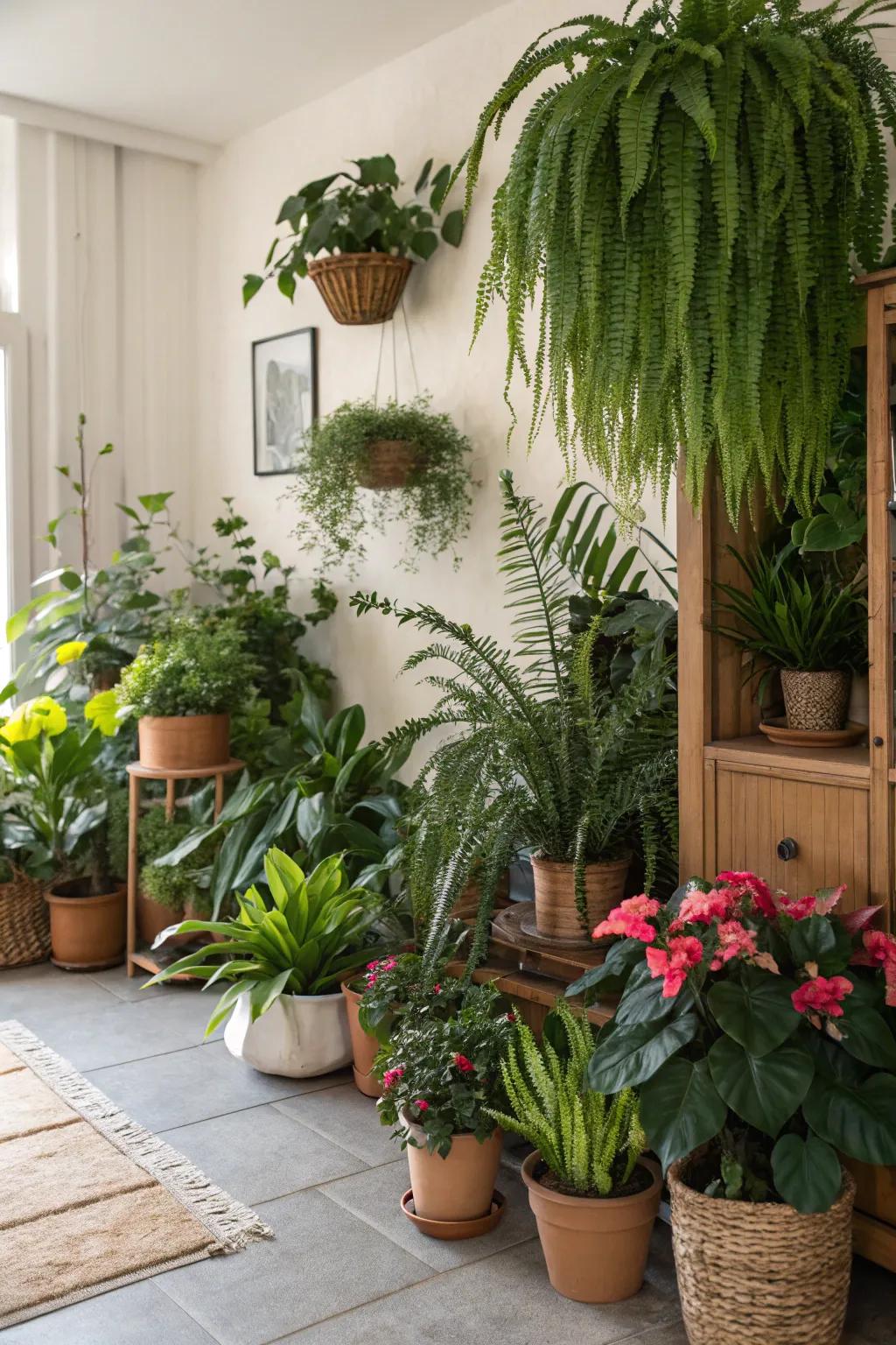 Greenery contributes a refreshing element to any room.