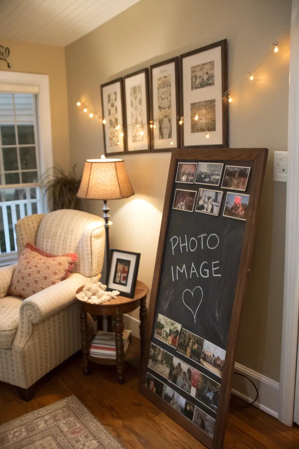 Chalkboard elements enable personalized messages and artistic expression.