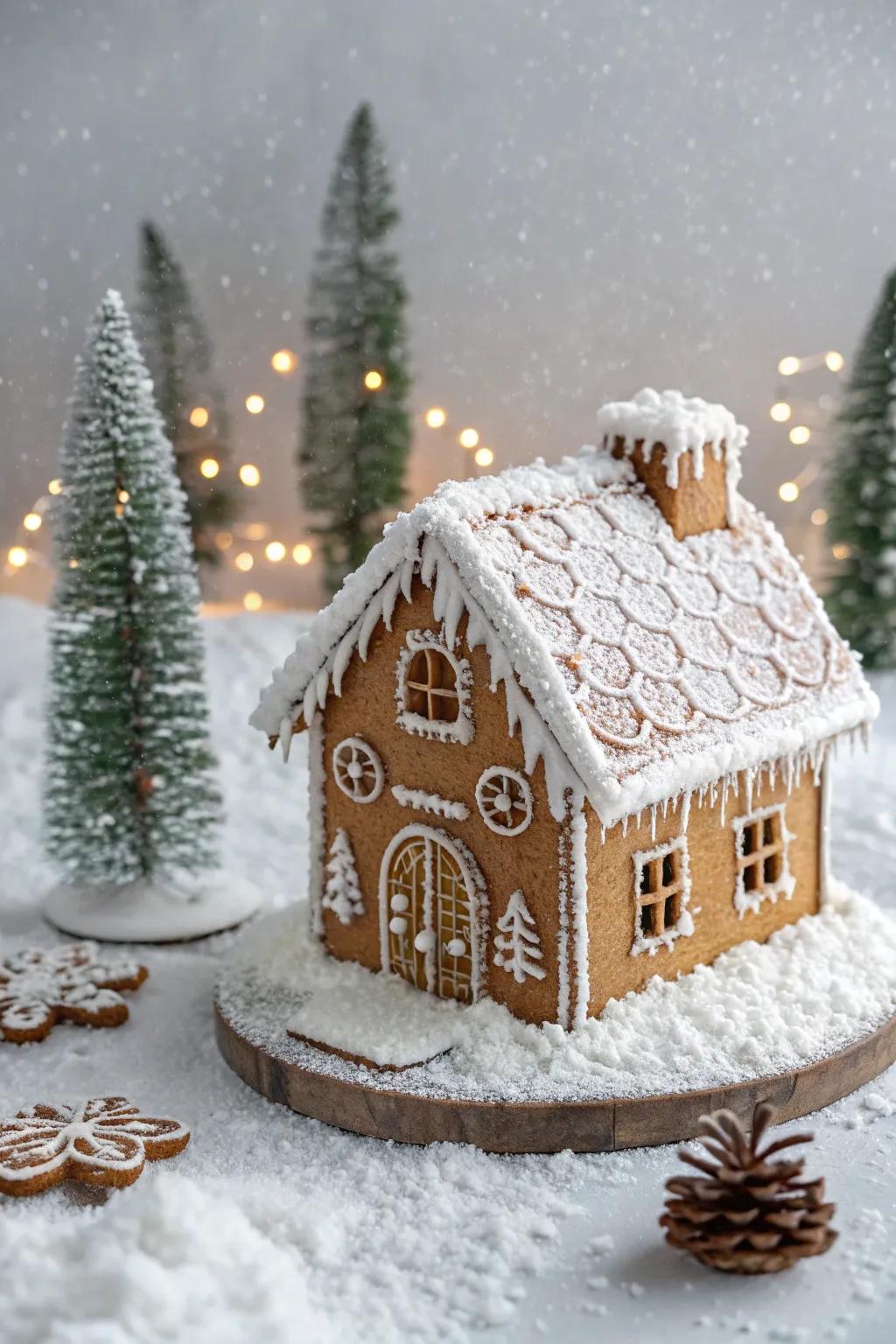 Winter spectacle confectionary house with a snowy presentation.