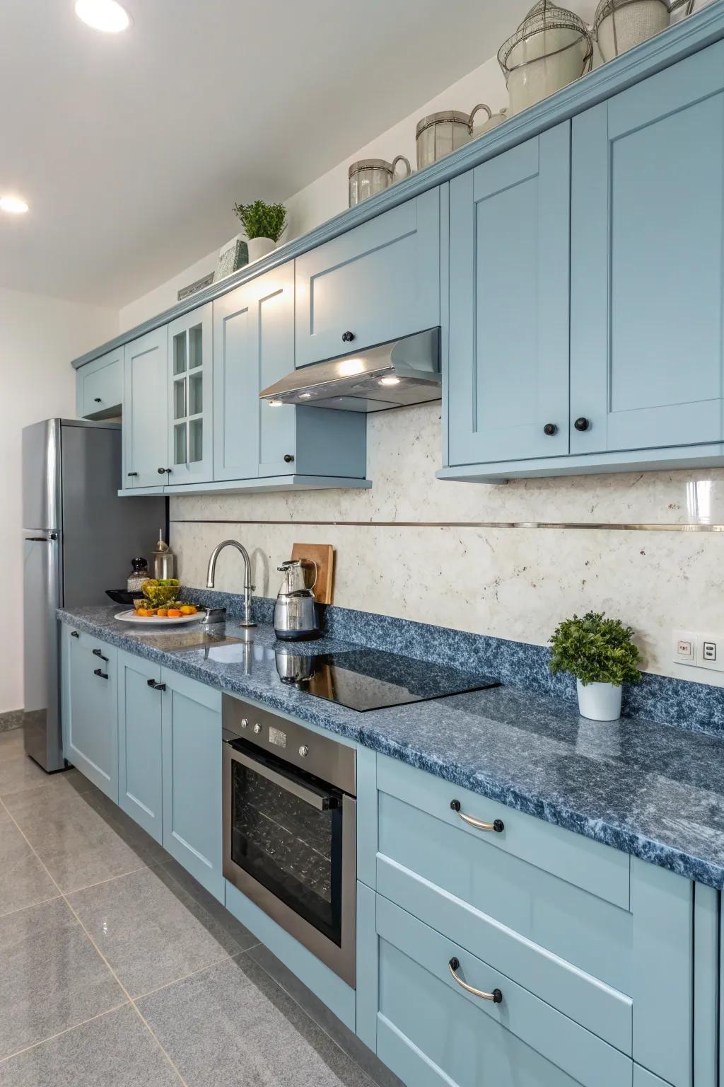 Azure granite countertops deliver unique designs and color to your kitchen.