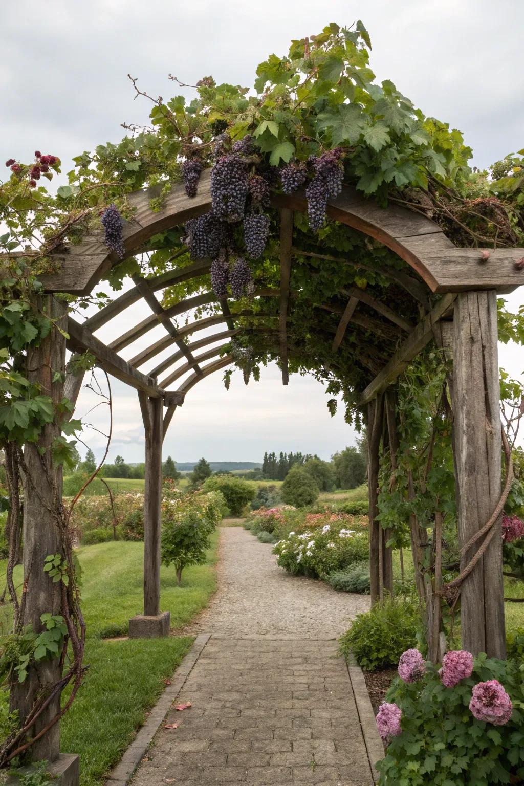 A quaint archway trellis adds both charm and function to your garden.