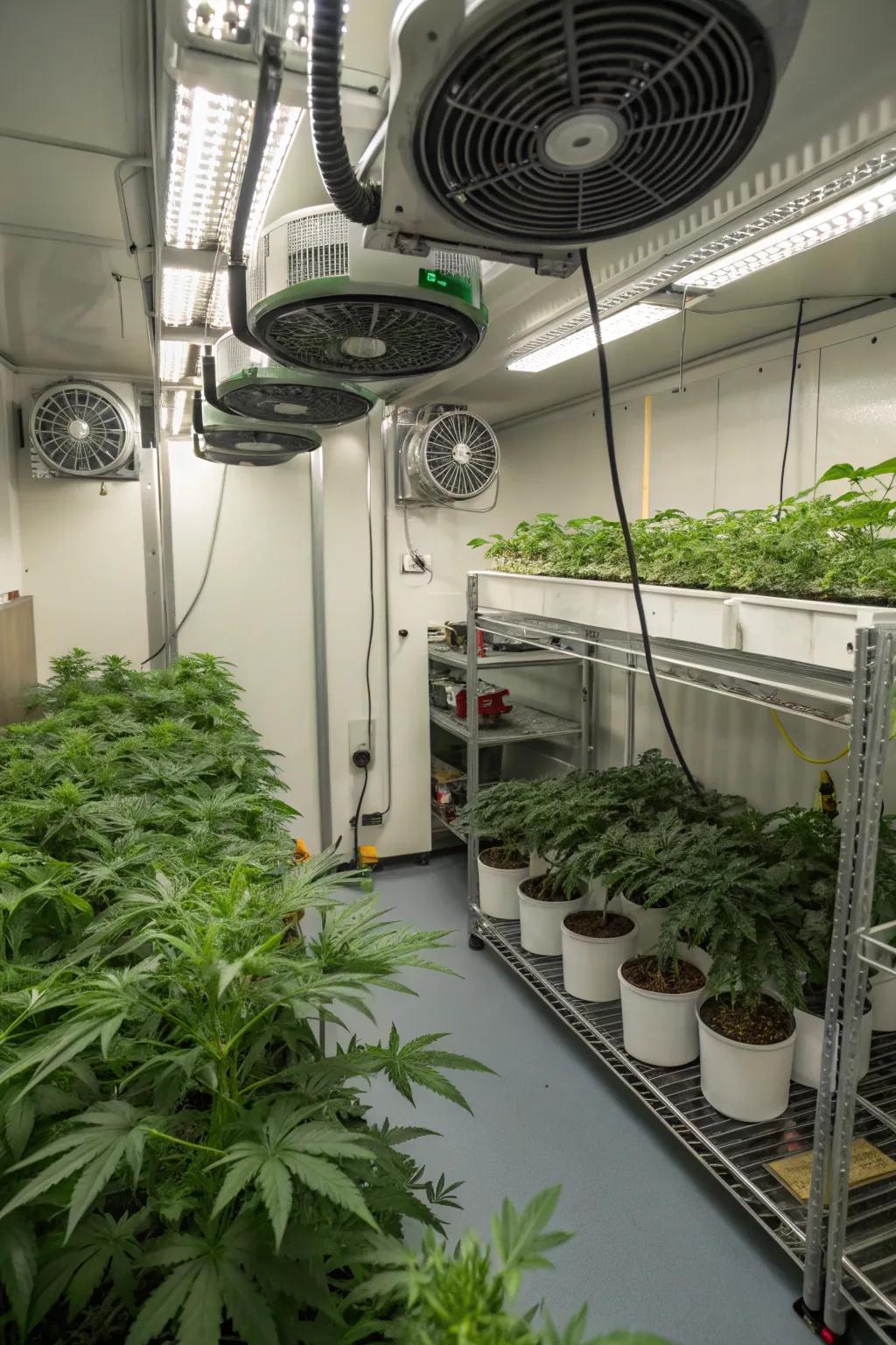 Climate control ensures an optimal setting for fostering vigorous plant development.