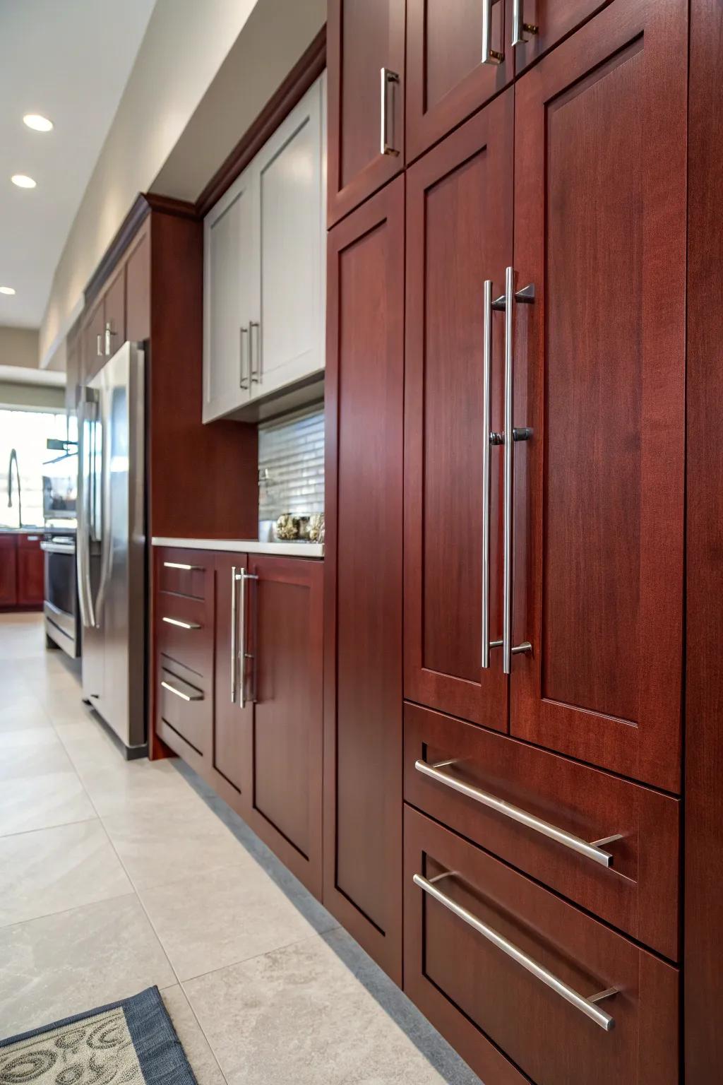 Sleek stainless steel bars offer a contemporary and tidy appearance.