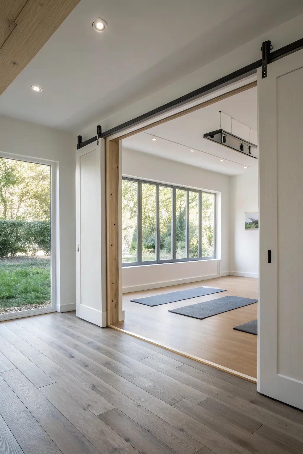 Pivoting walls provide a streamlined way to conceal secret spaces.