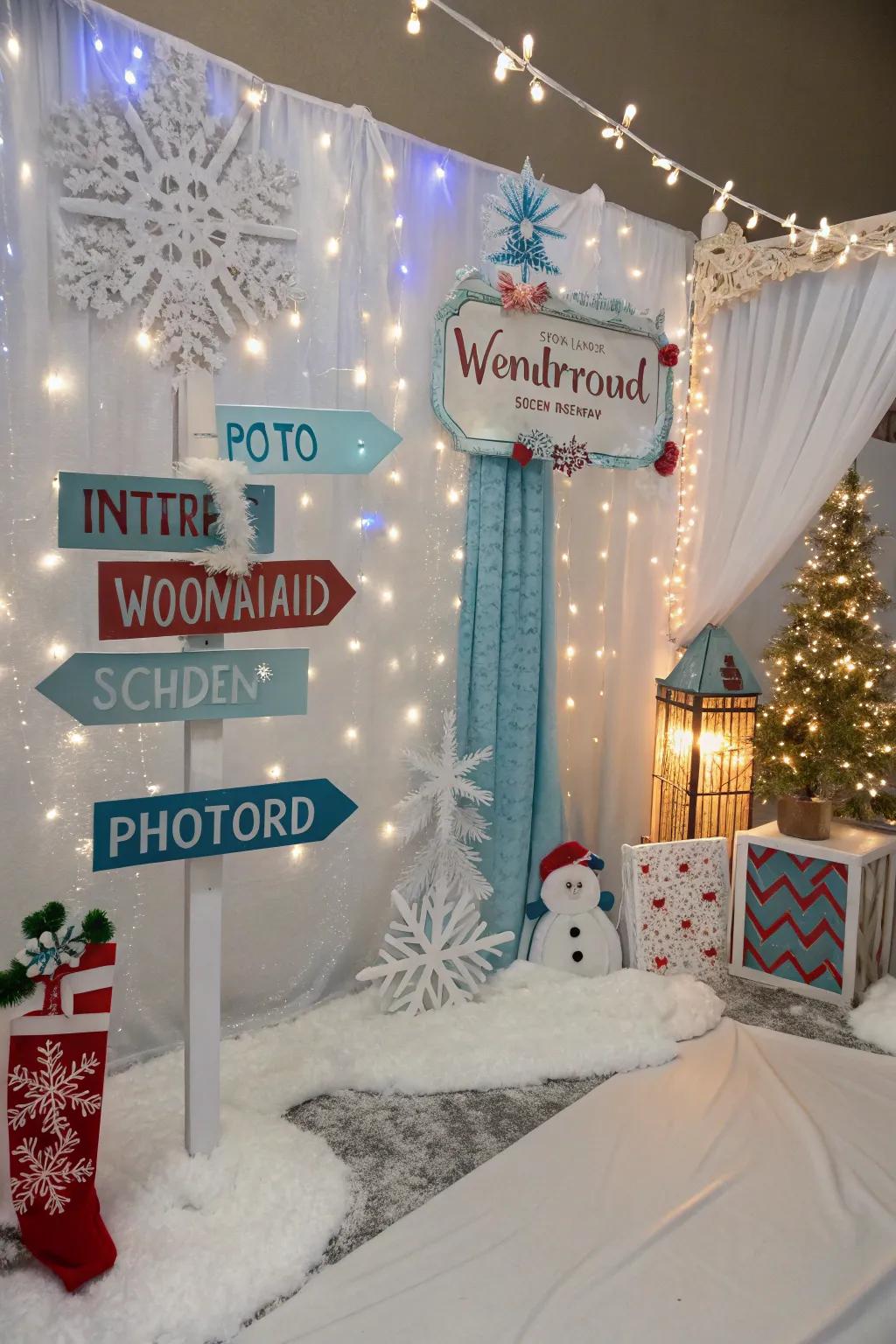 Preserve memories in a winter wonderland snapshot spot.