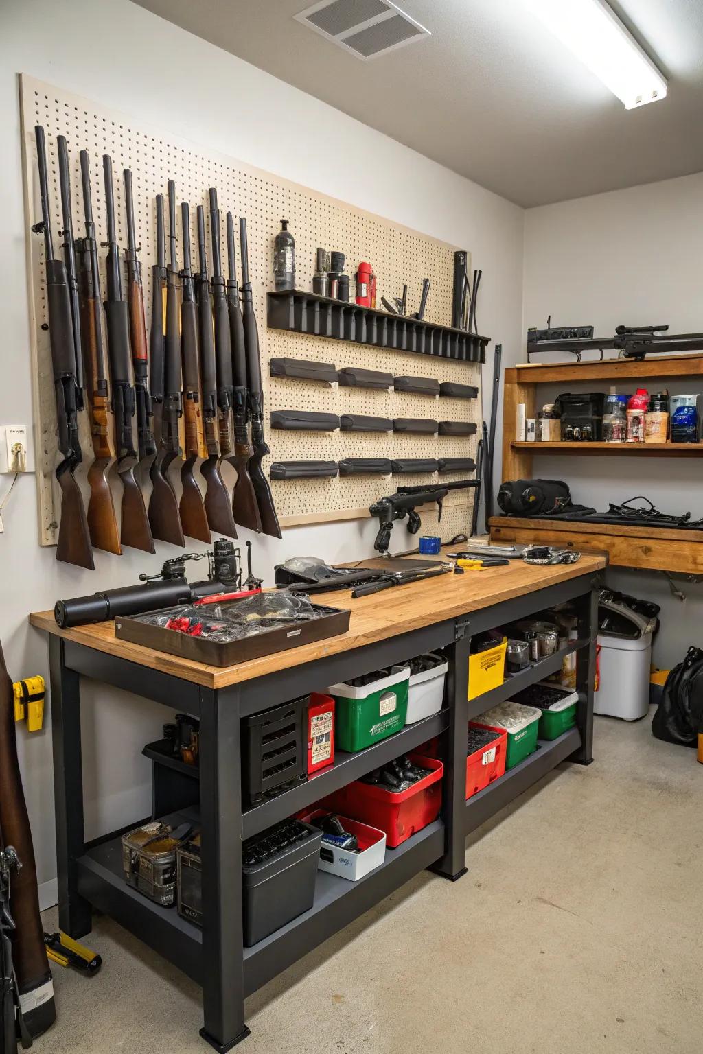 A workbench adds both utility and charm to your collection's space.
