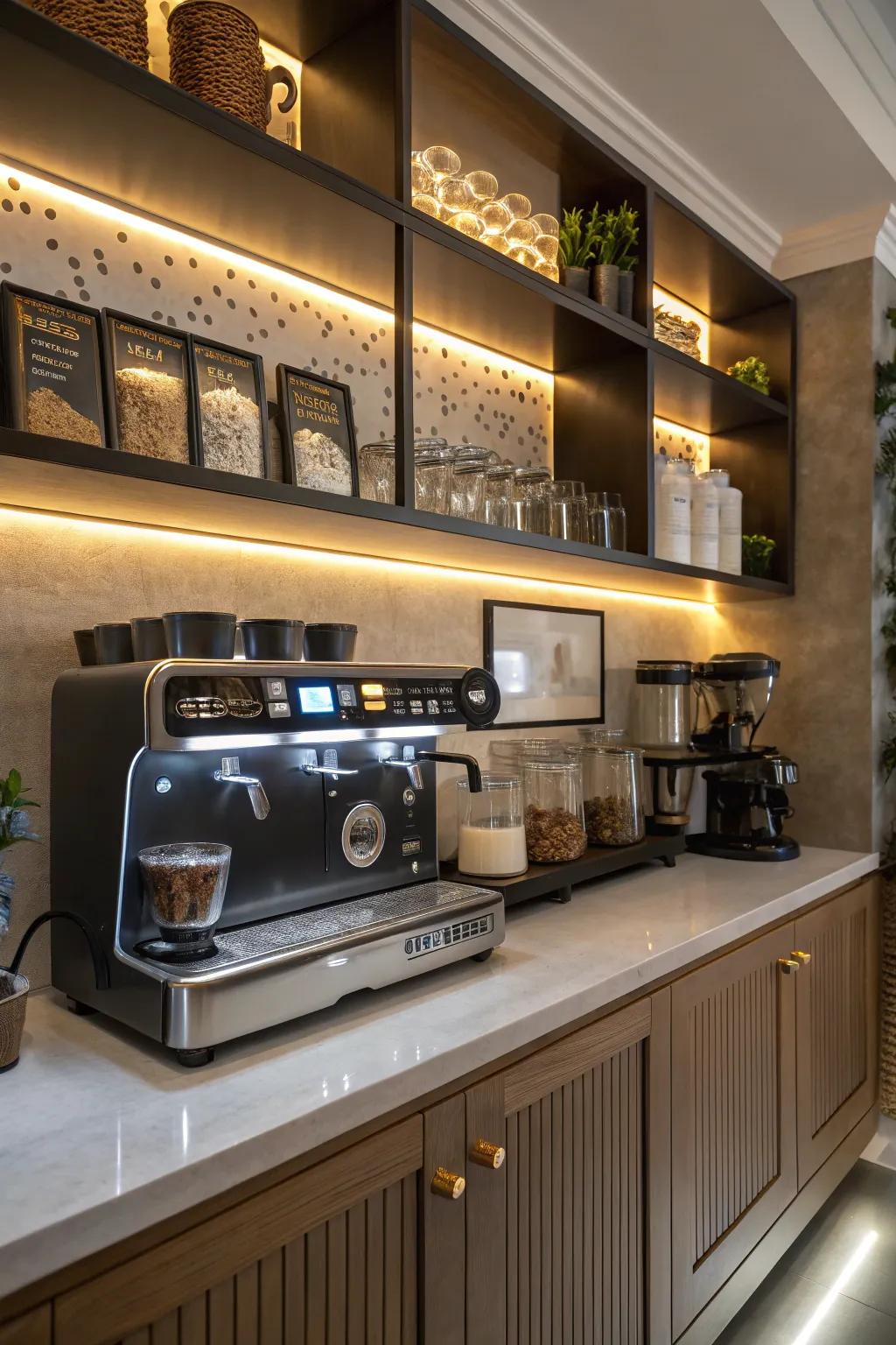 Good lighting can turn your coffee station into an inviting and cozy area.