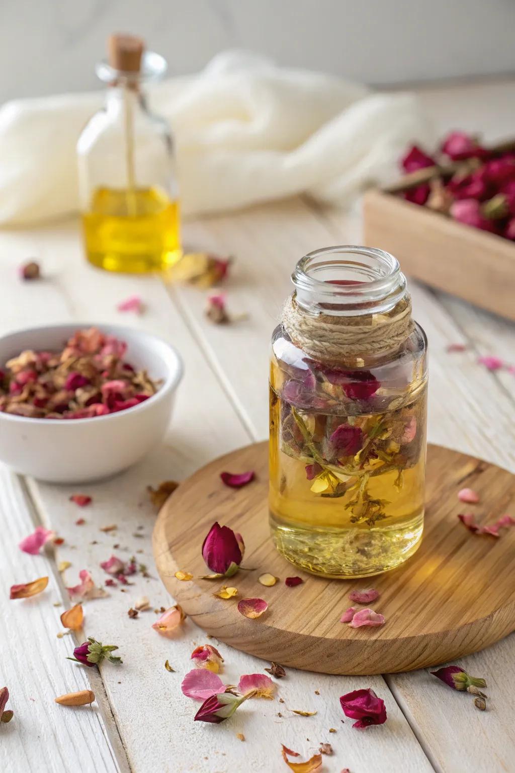 Indulge in the luxurious simplicity of rose petal-infused lip treatment, turning every application into a mini spa day.