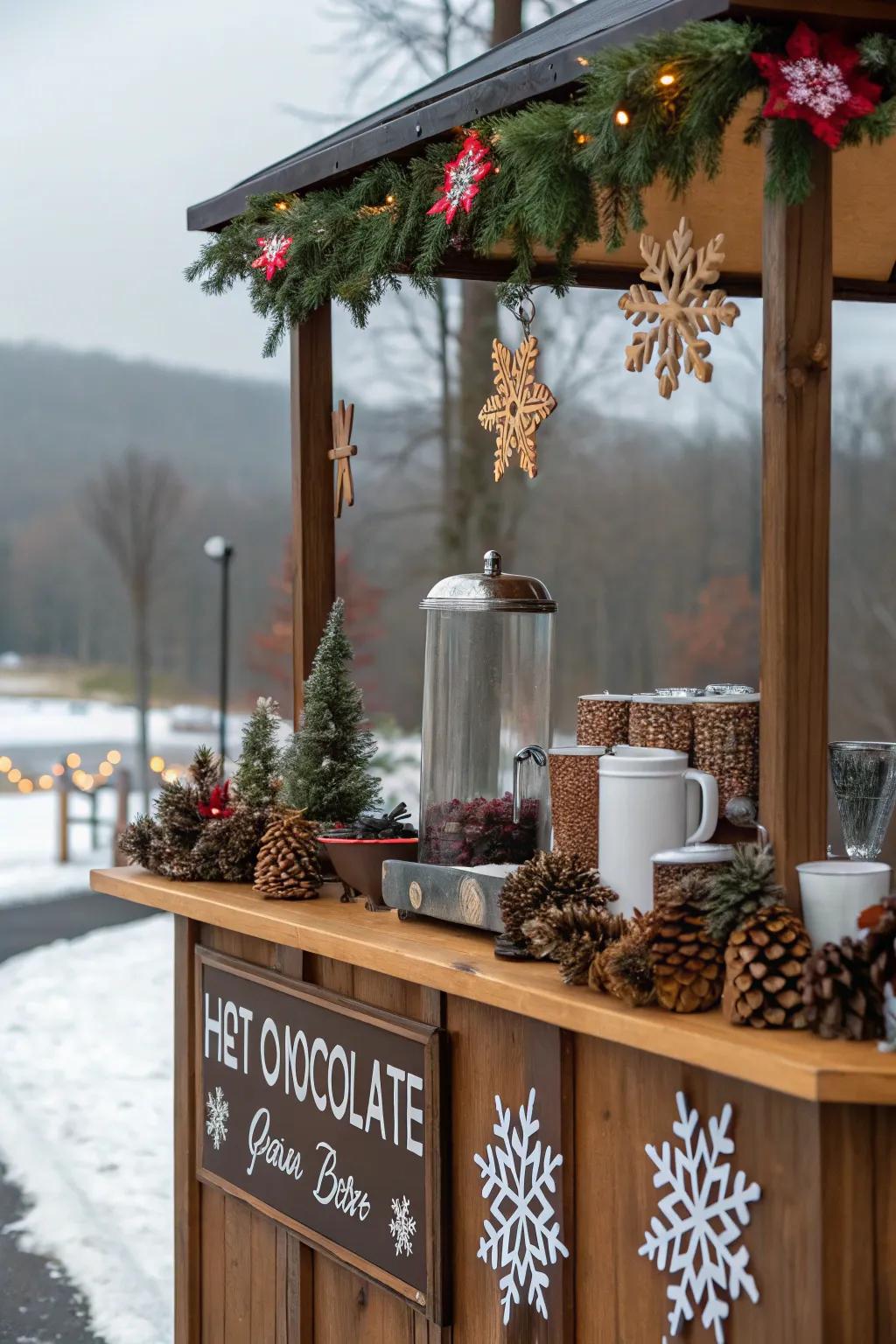 Seasonal embellishments enhance the atmosphere of your chocolate elixir station.