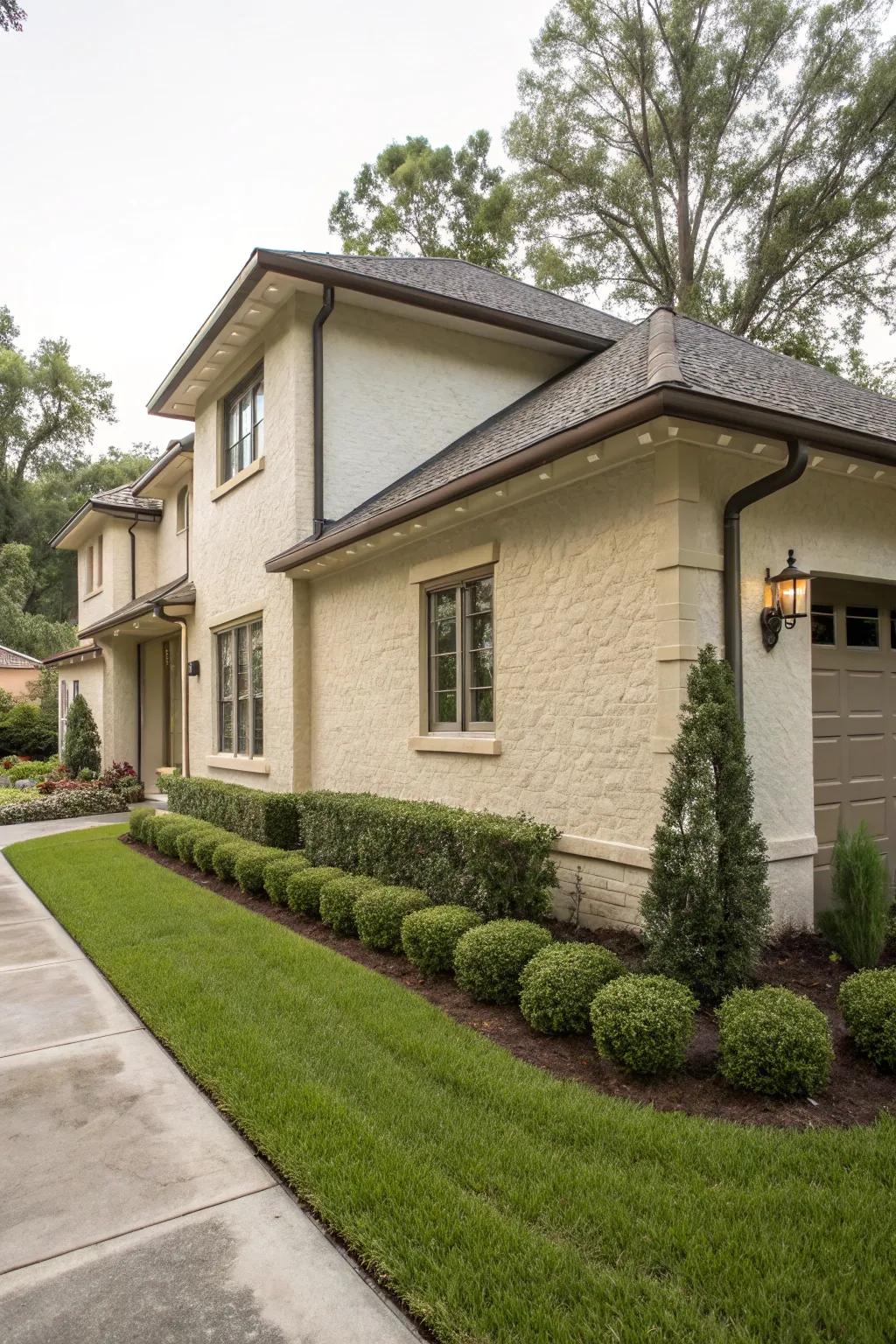 Sleek plaster finish delivers a neat, minimalist aesthetic.