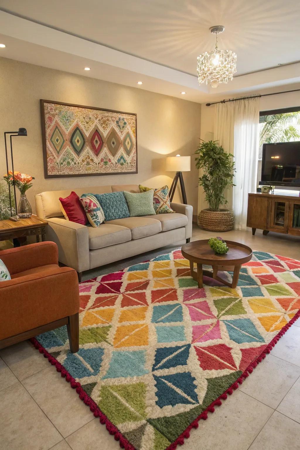 Employ rugs to establish distinct zones in your living area.
