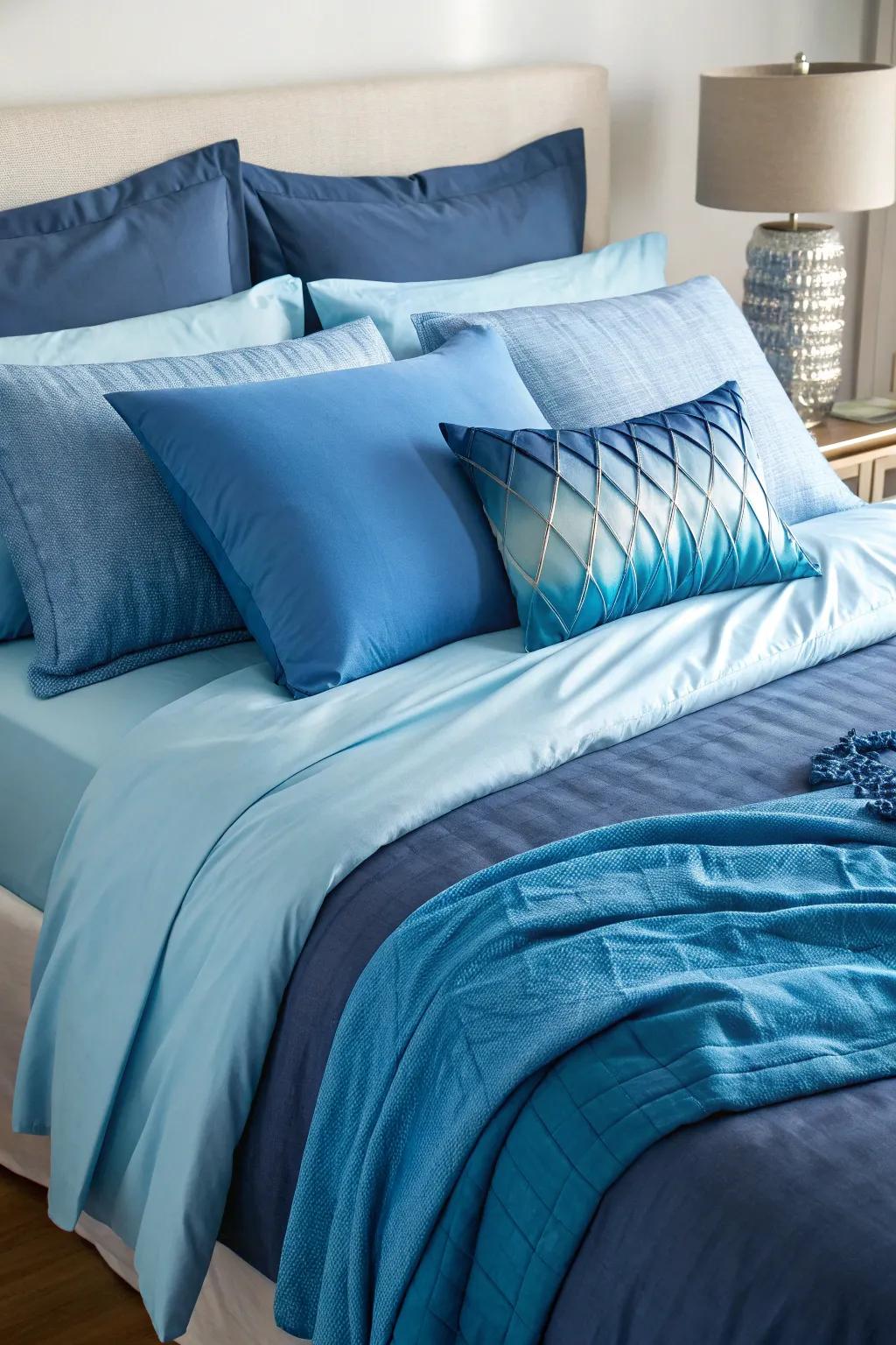 Single-color bedding introduces tranquility and harmony.