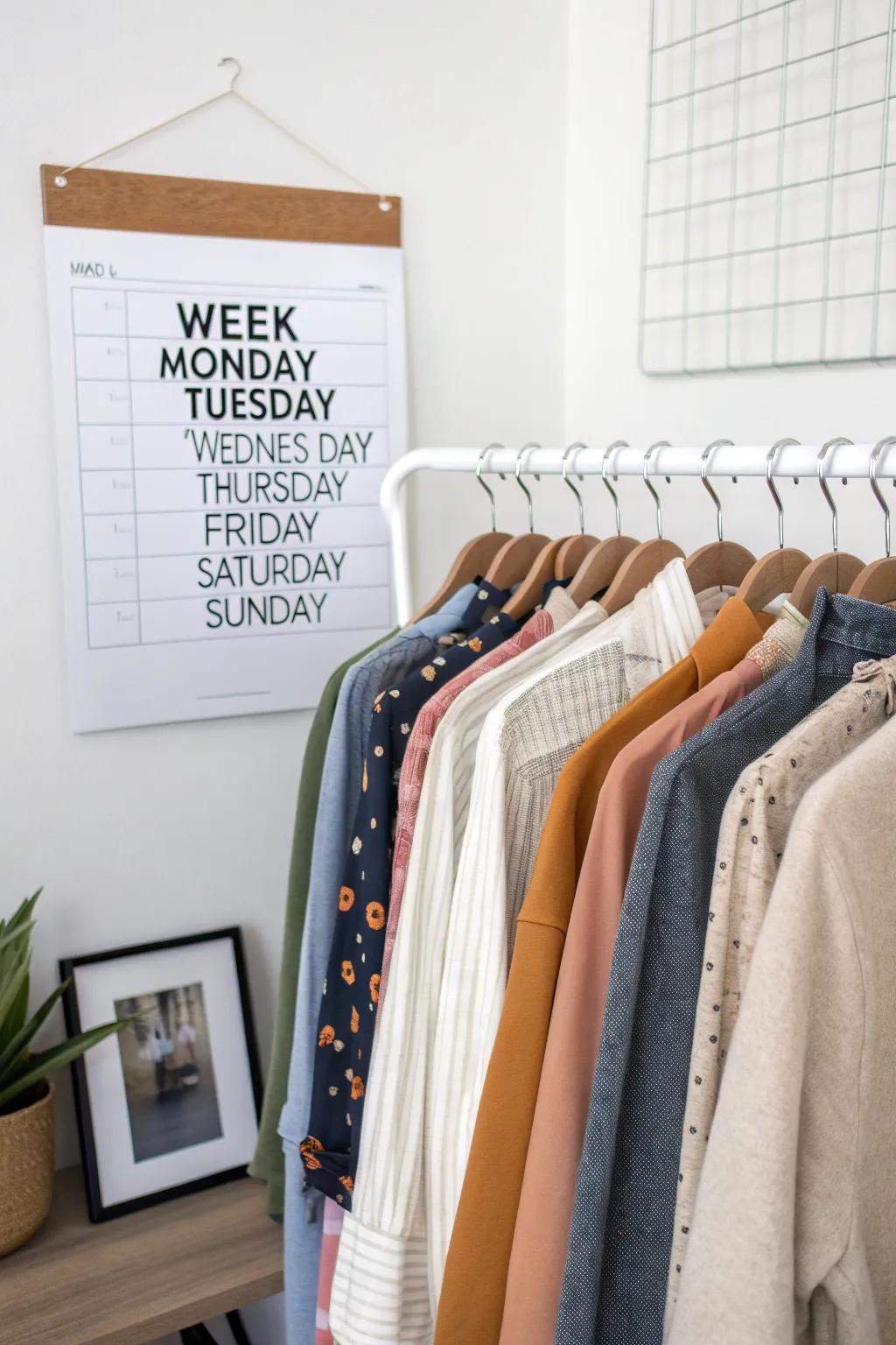 A weekly planner simplifies the process of getting ready in the morning.