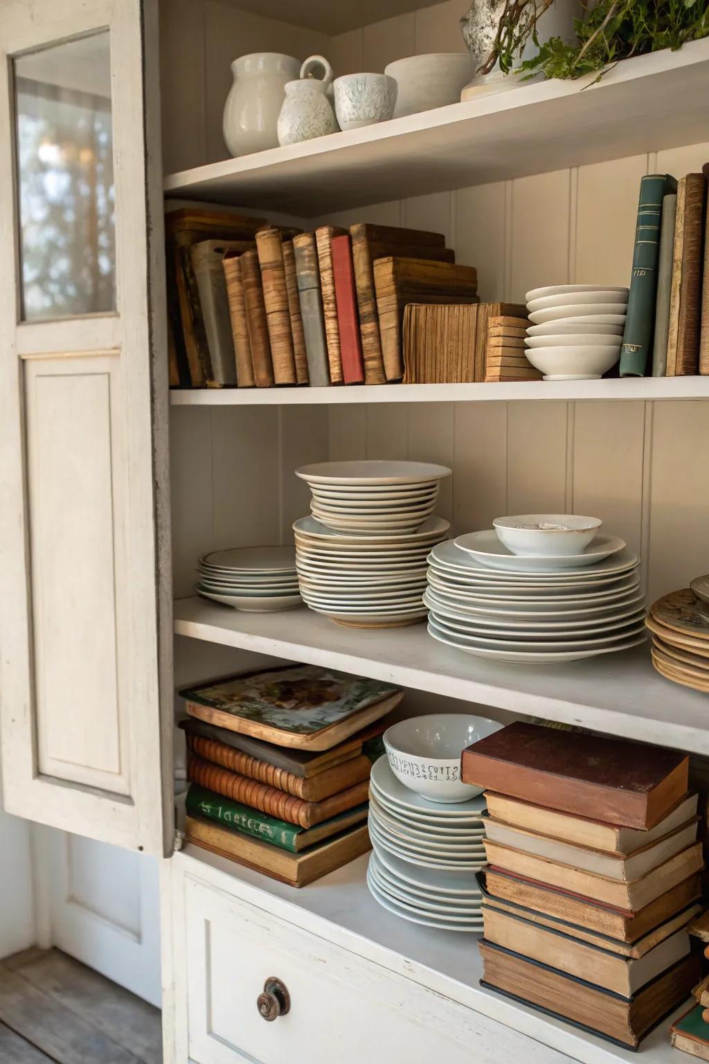 Artful layering of elements brings depth to this stylish cabinet.
