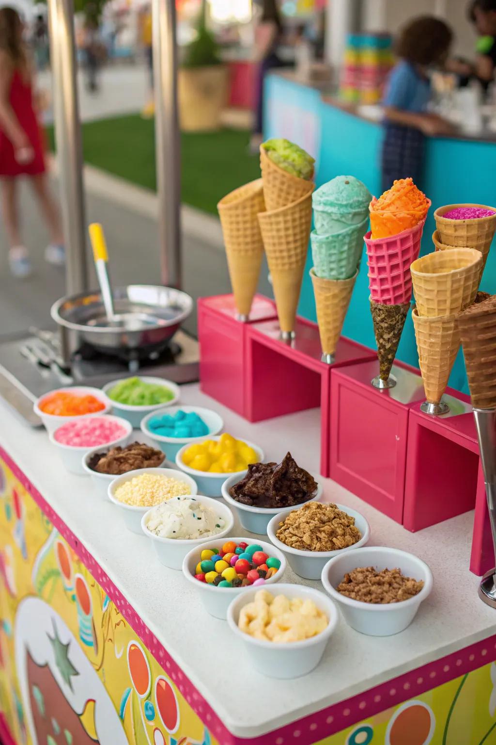 An interactive cone station that delights ice cream enthusiasts of all ages.