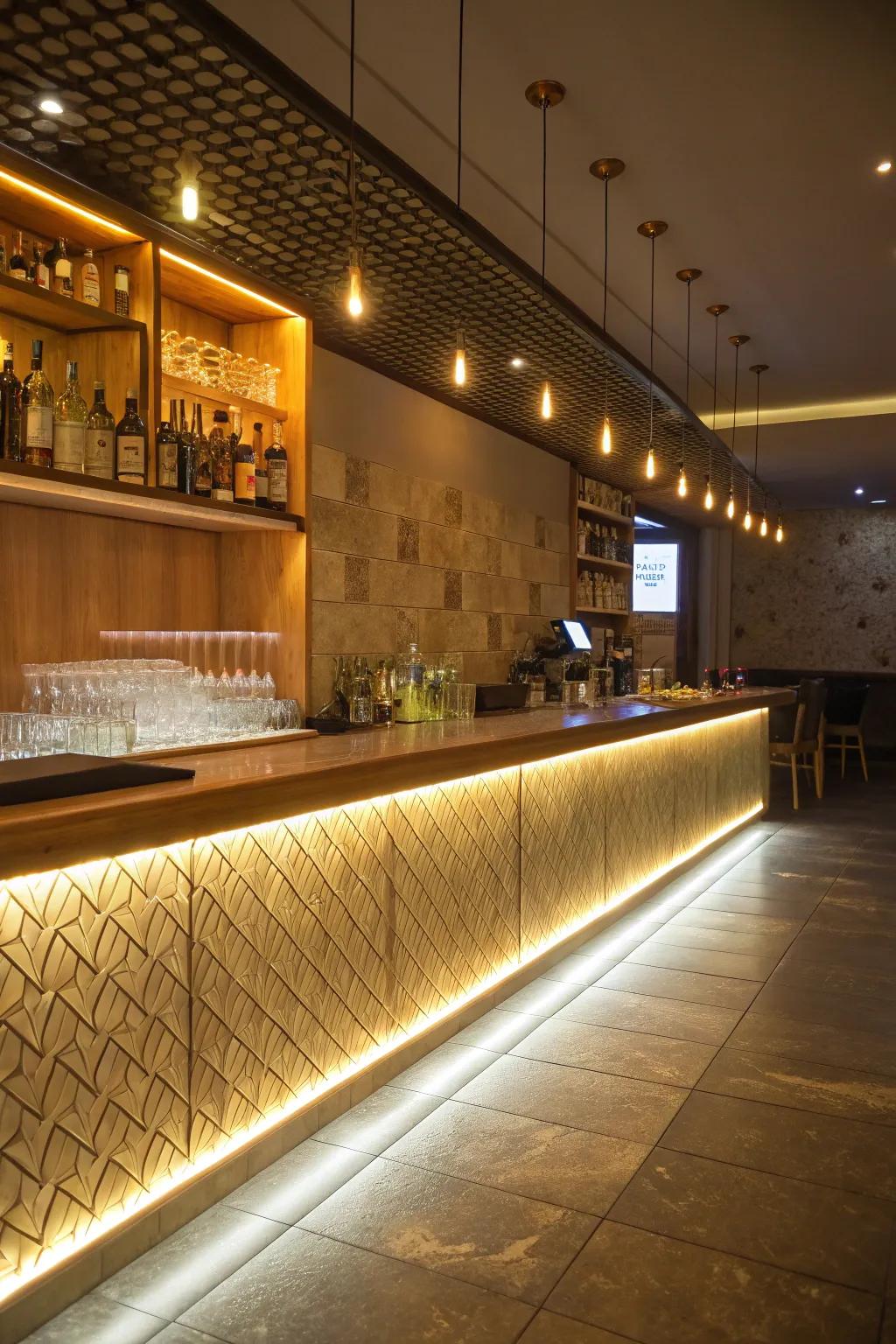 LED lighting enriches the atmosphere with its gentle glow.