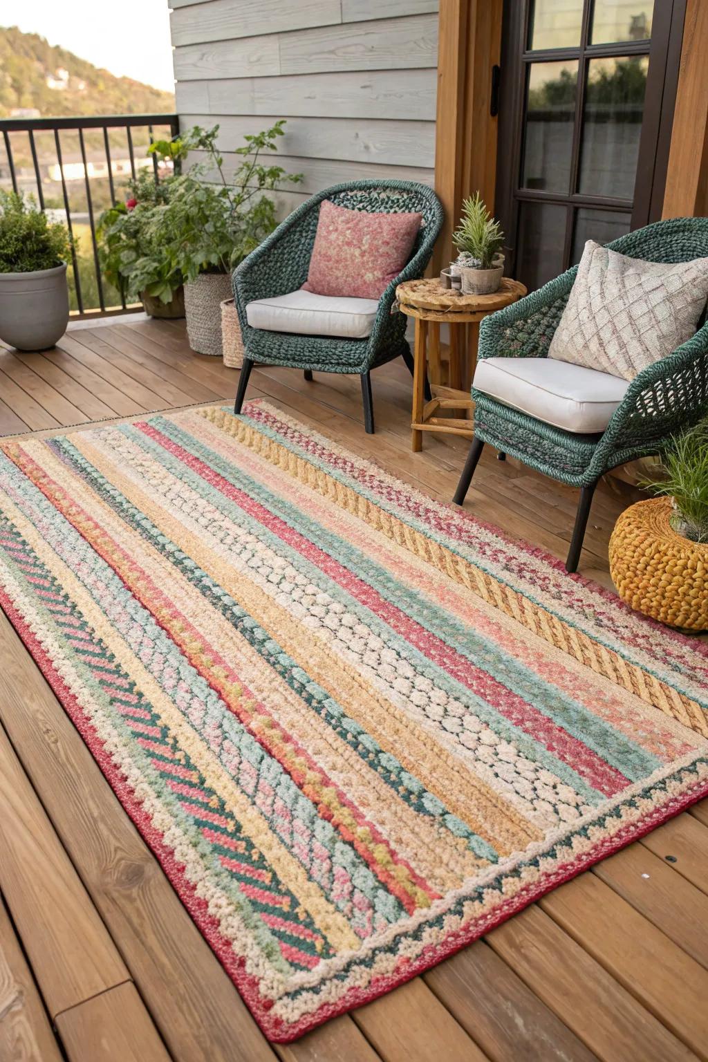 Decorative rugs provide warmth and style to your indoor patio.