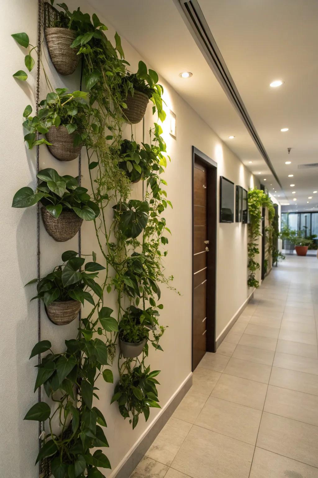 Fashion a vertical garden with wall-mounted heartleaf philodendrons.