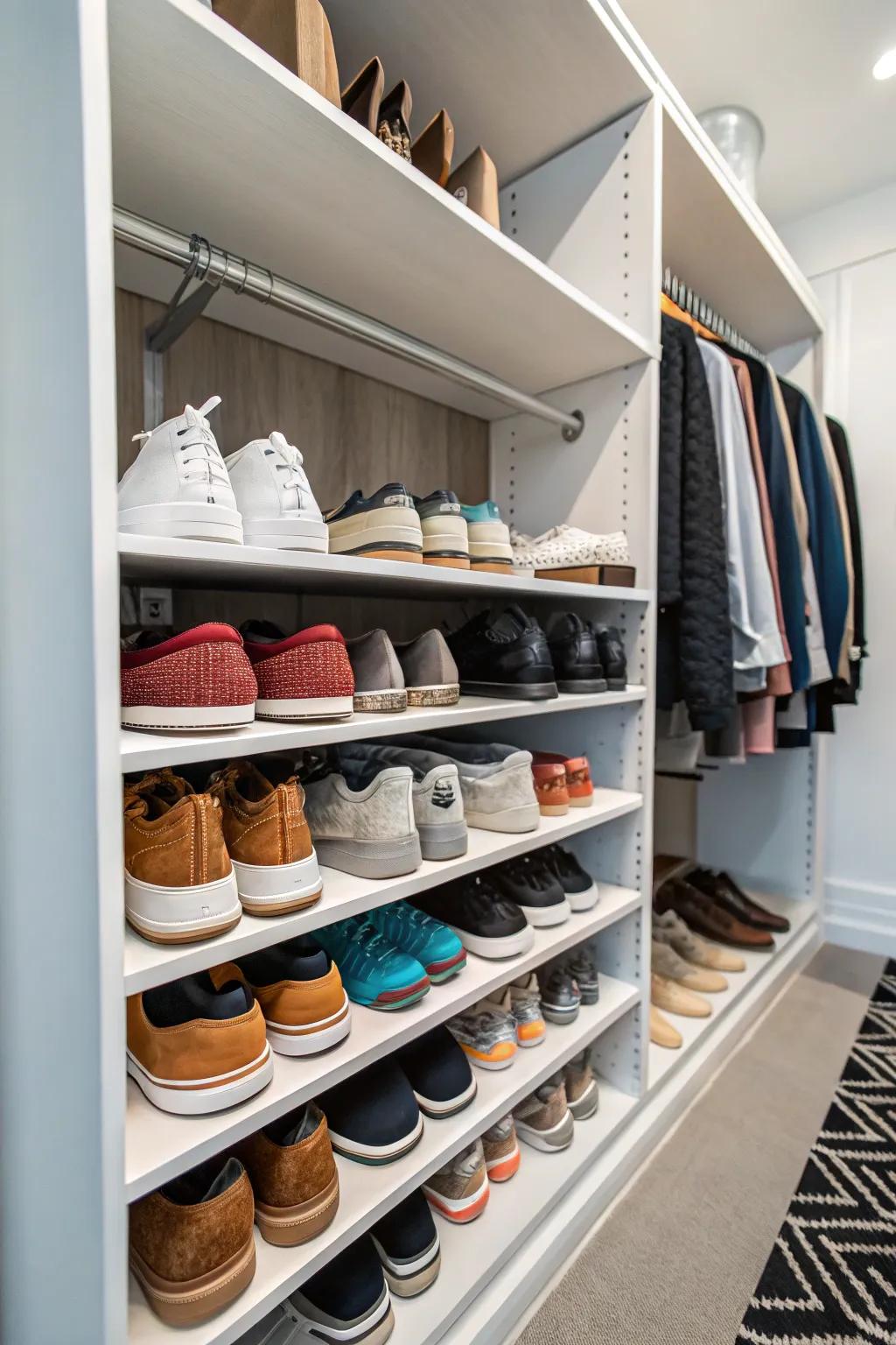 Keep your shoe collection tidy with designated shoe storage.