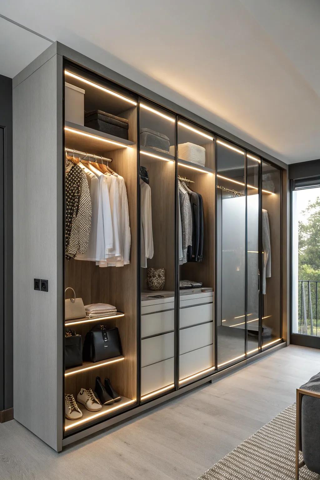 Built-in lighting: a brilliant closet idea.