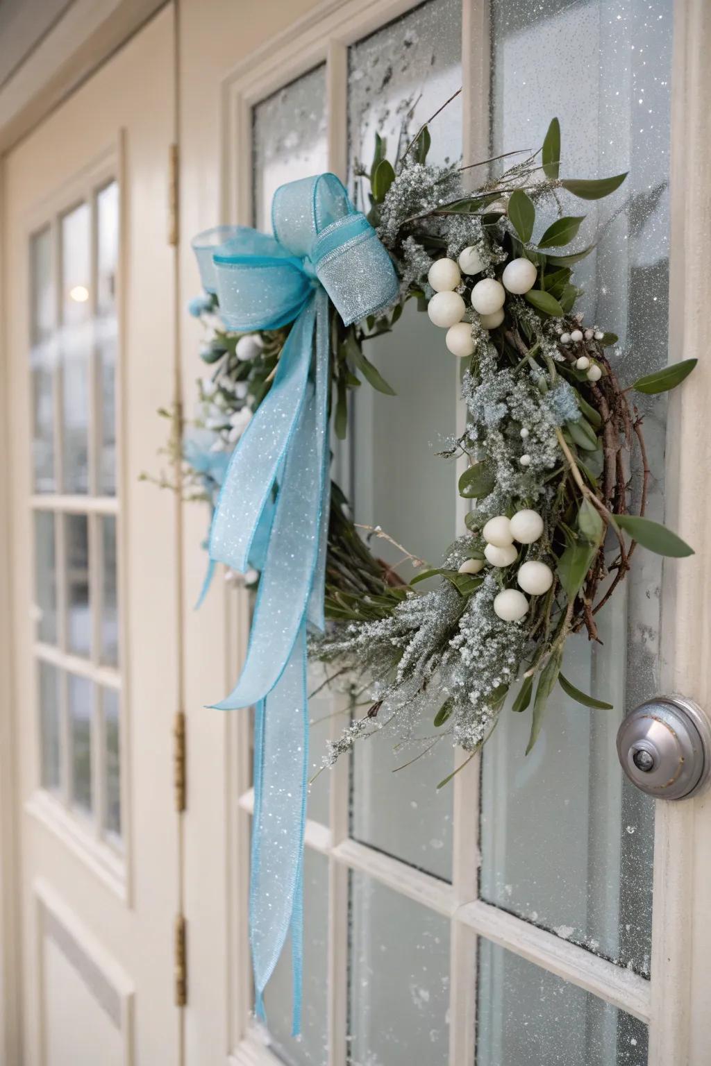 Glacier blue shades impart a serene and cool accent to seasonal garlands.