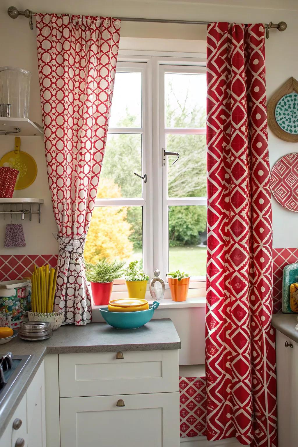 Designed curtains create a bold impact in your kitchen.