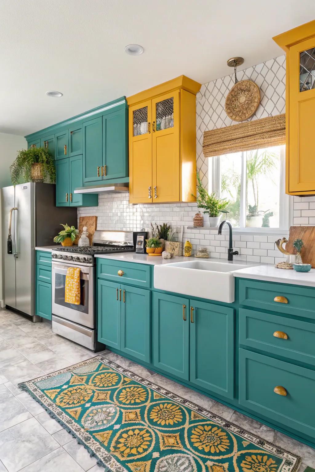 Experiment using daring color palettes to create a standout kitchen.