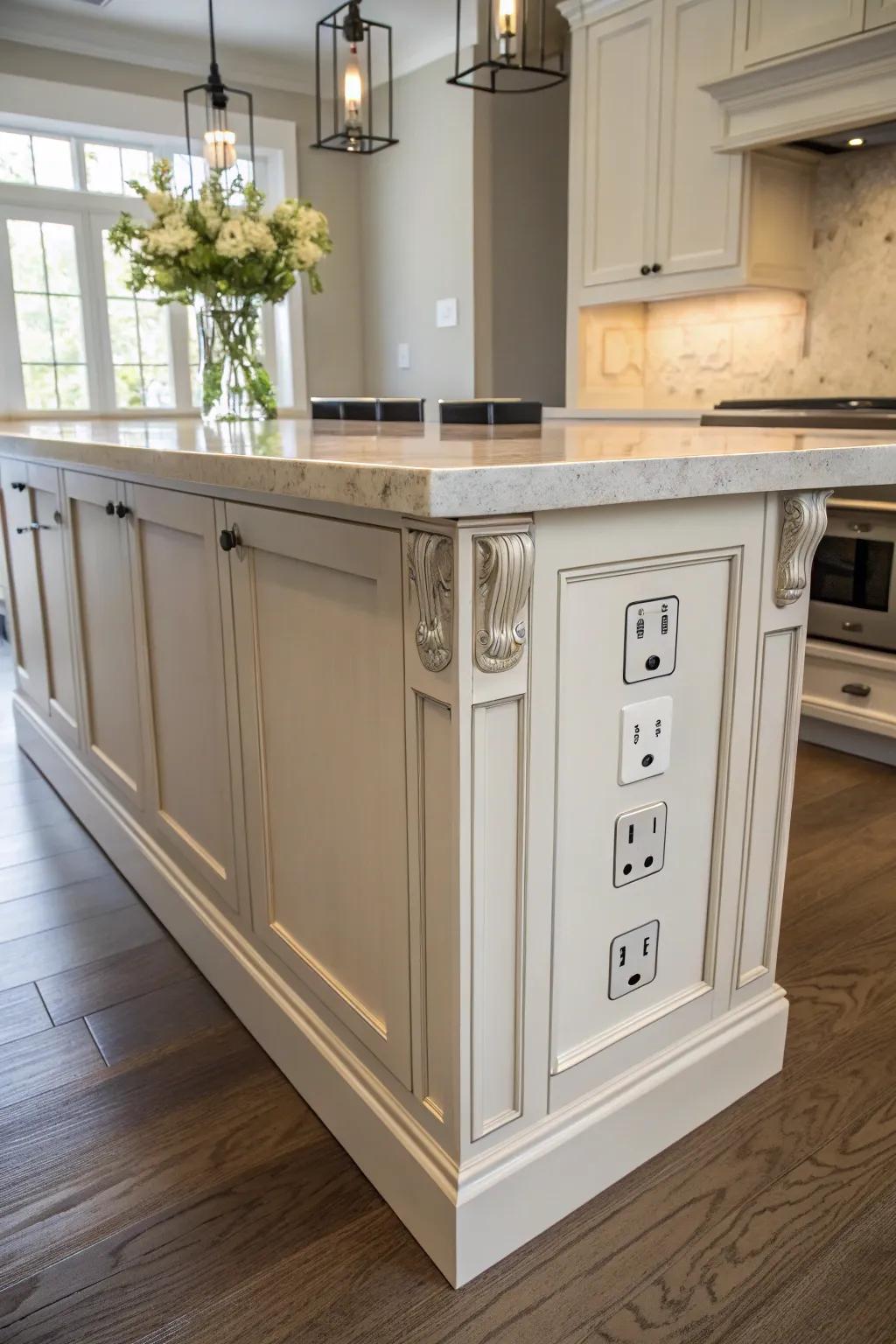Below-counter outlets keep surfaces tidy and unobstructed.