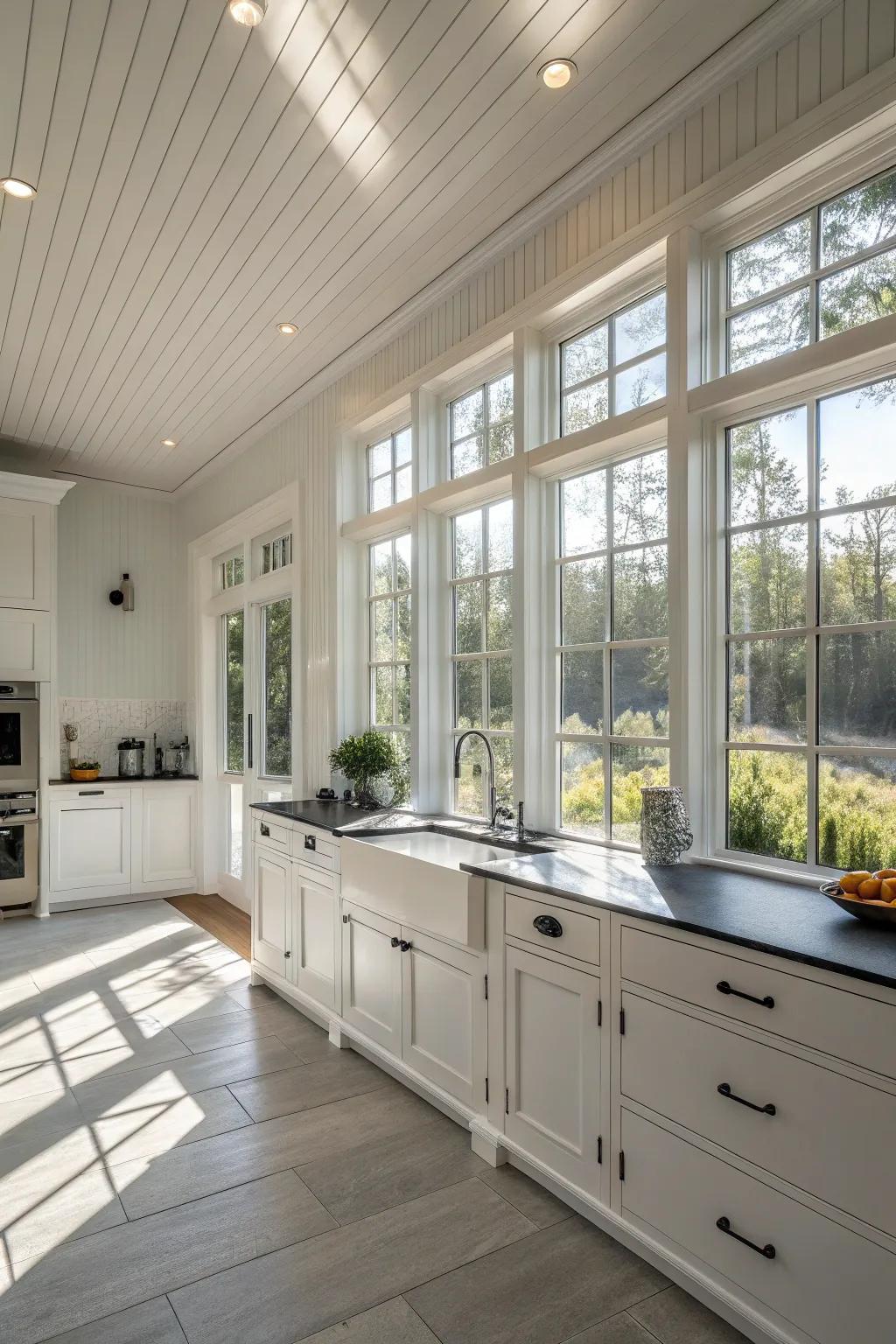 White paneling amplifies brightness and space.