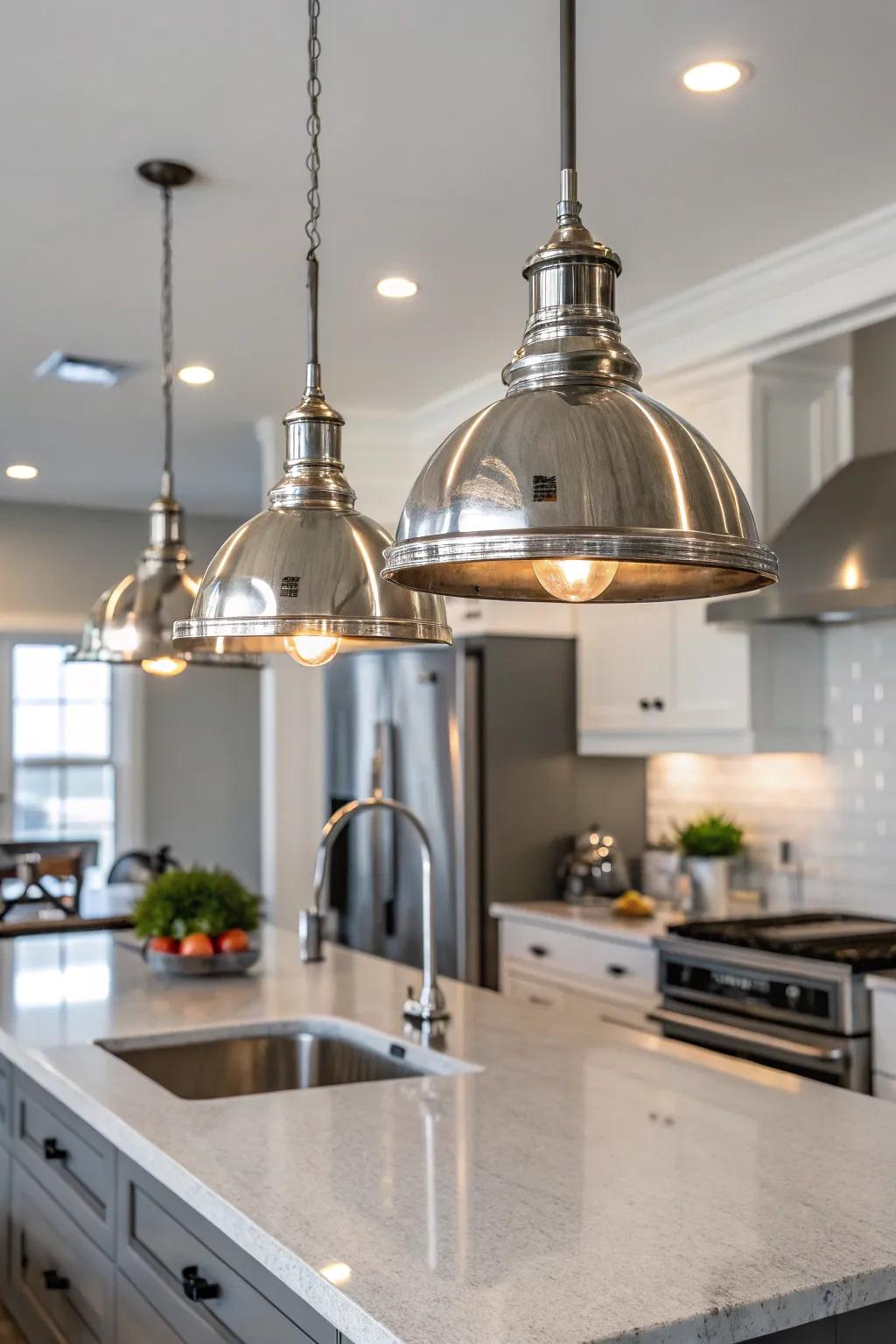 Metallic pendants for an element of luxury.