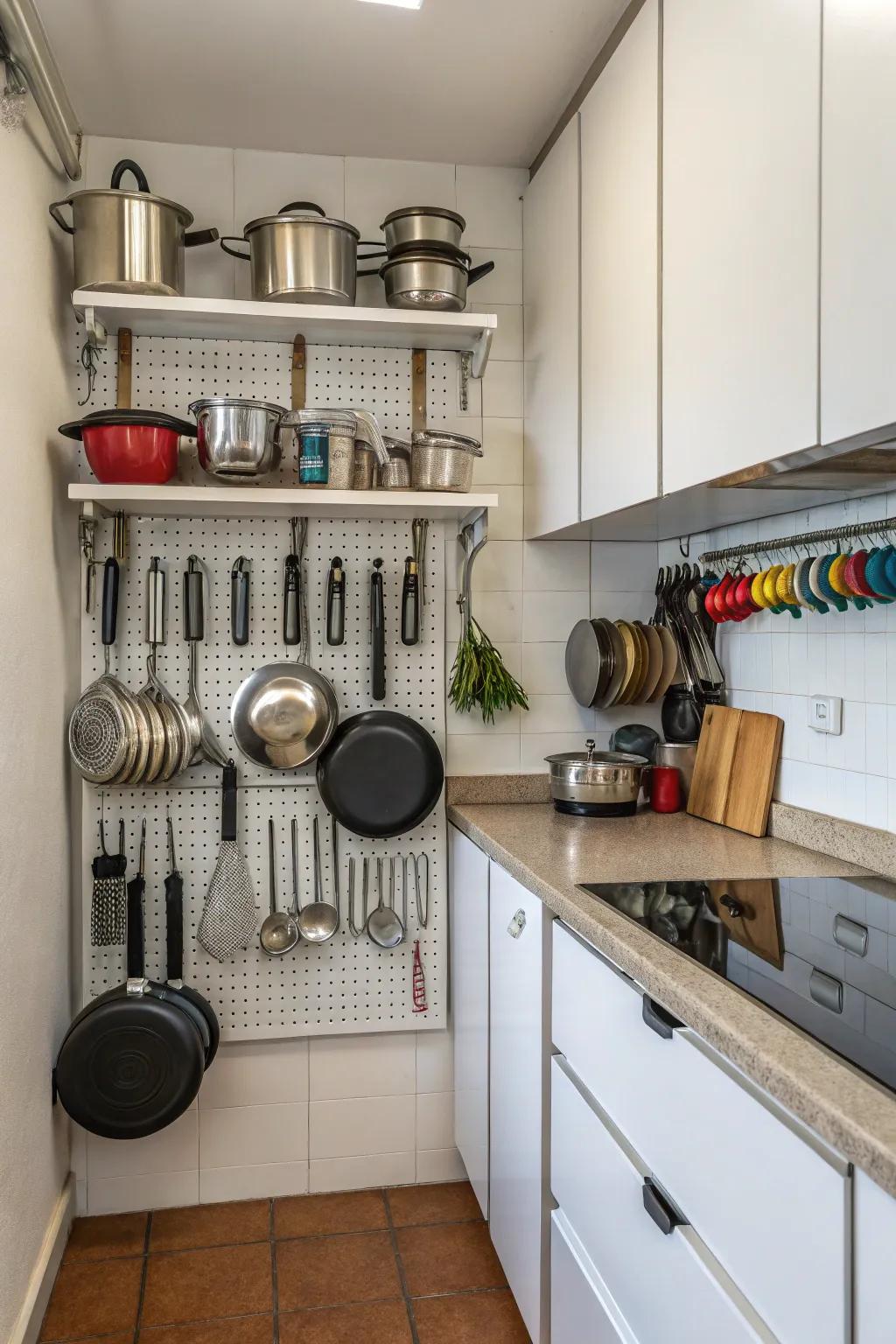 Wall-affixed racks are excellent for optimizing vertical space in smaller kitchens.