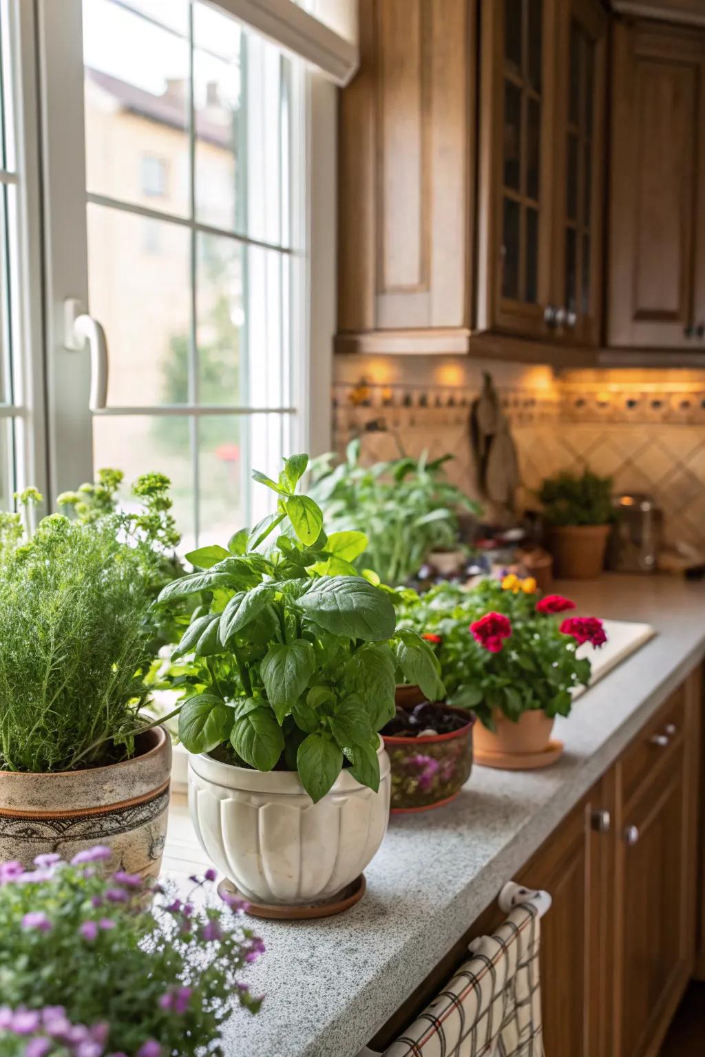 Greenery injects a fresh and lively touch into any kitchen.