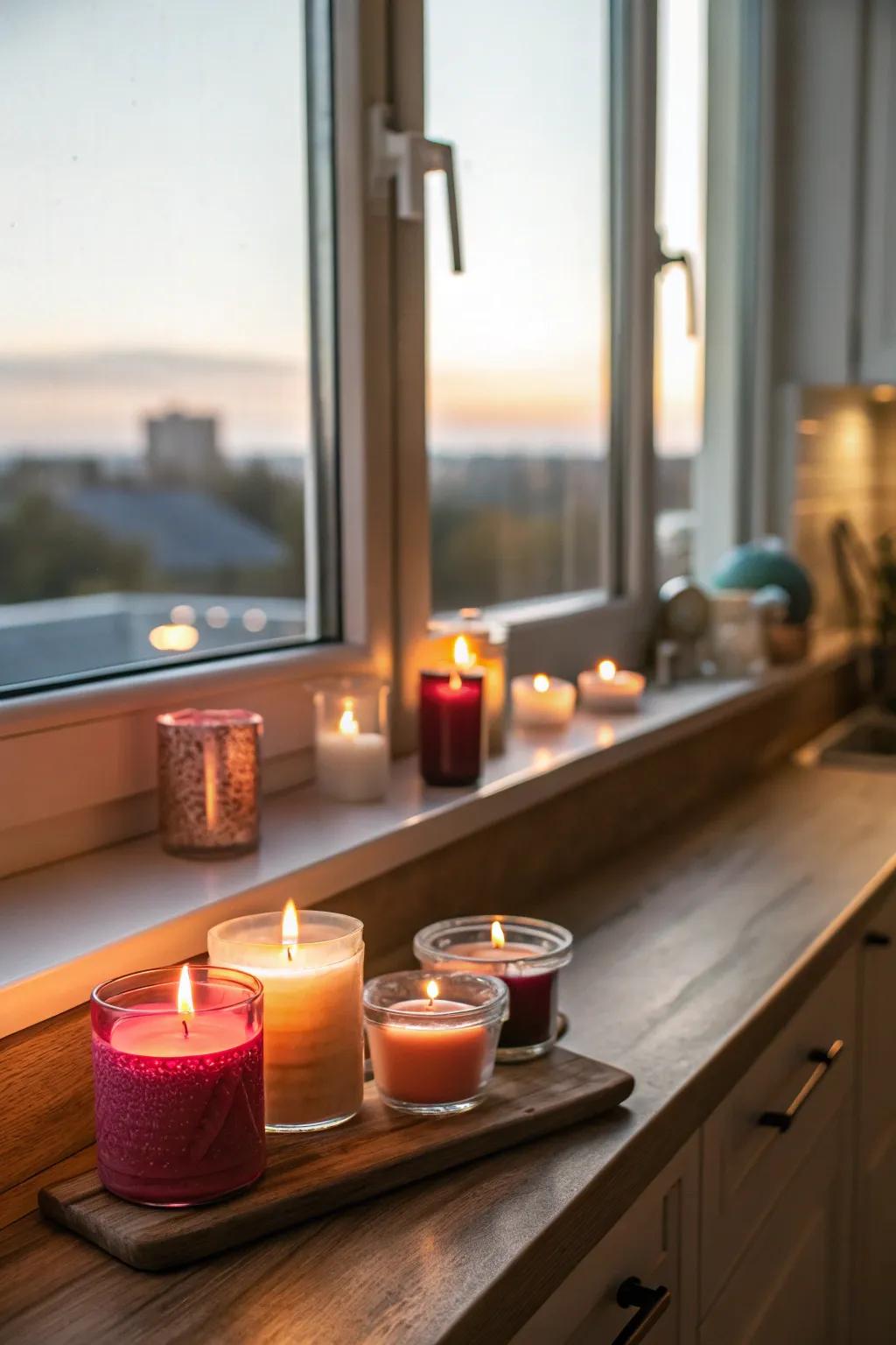 Wax lights construct a comfortable and welcoming environment.