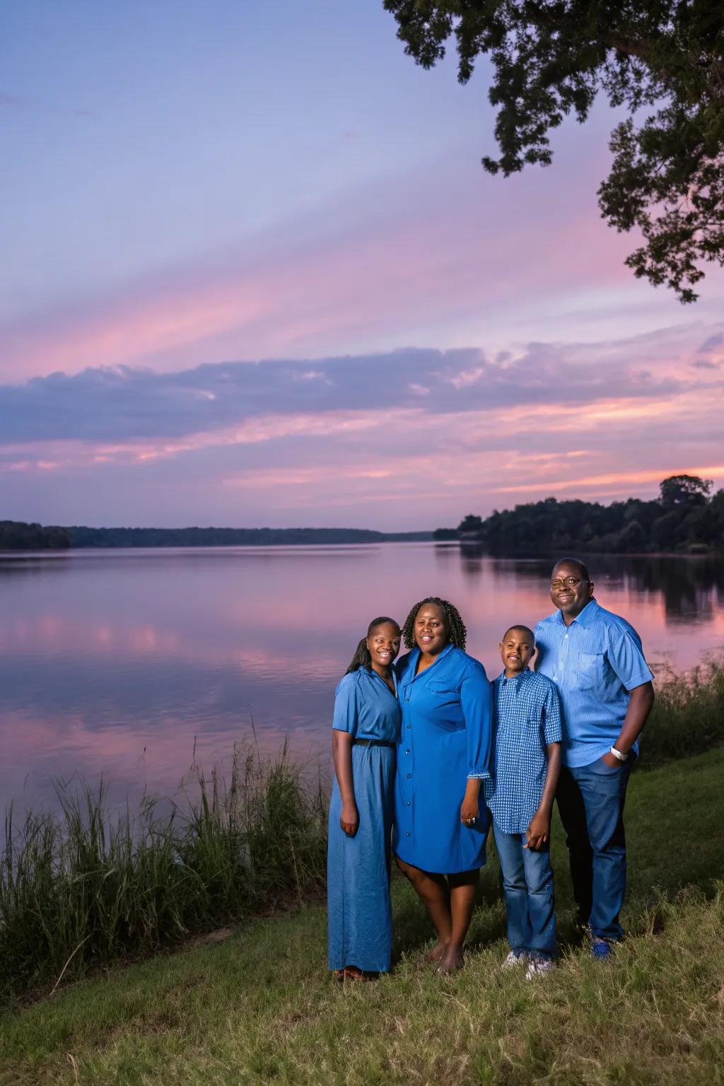 Variants of blue create a serene, single-color effect.