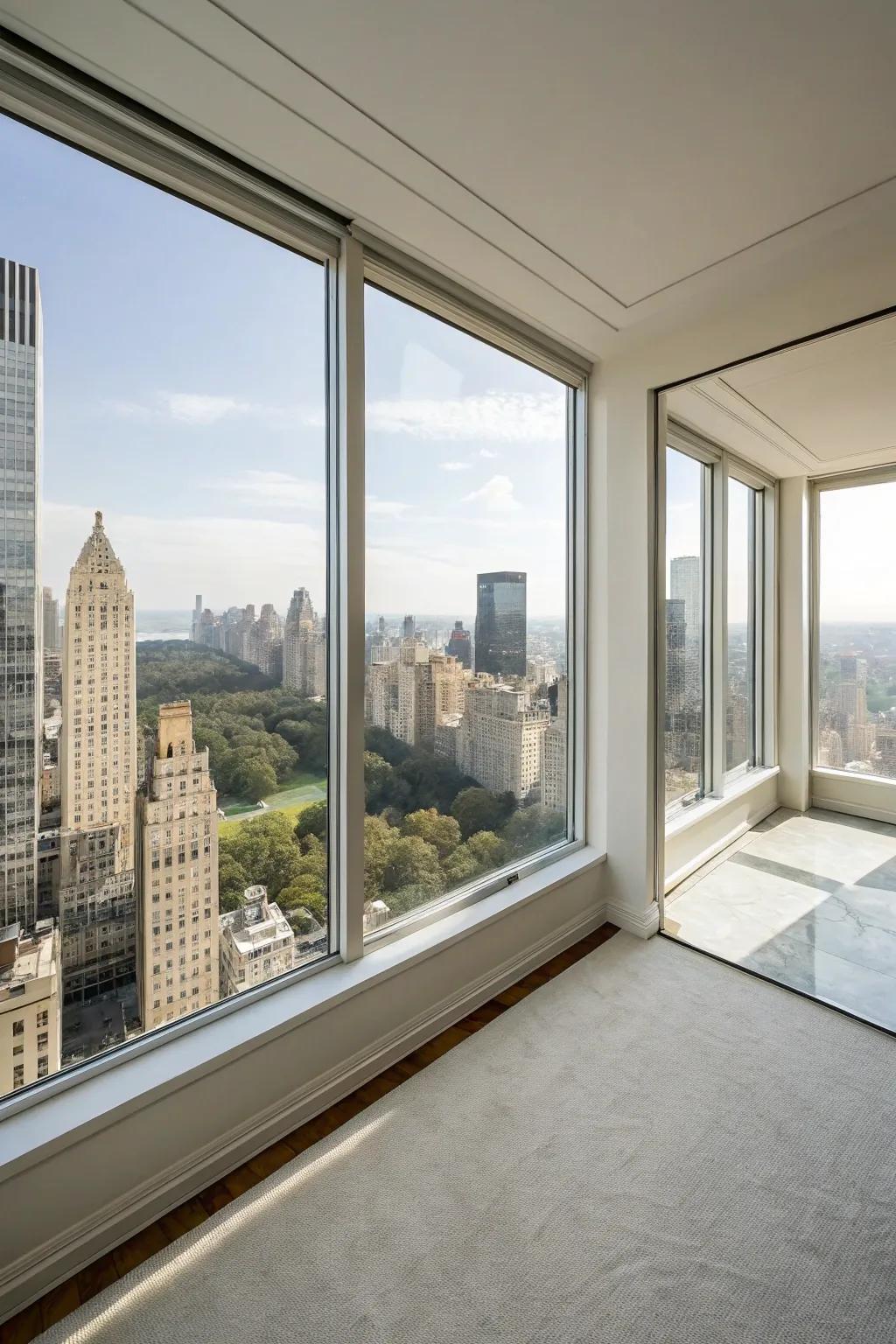 Minimalist windows providing an unobstructed view and modern feel.