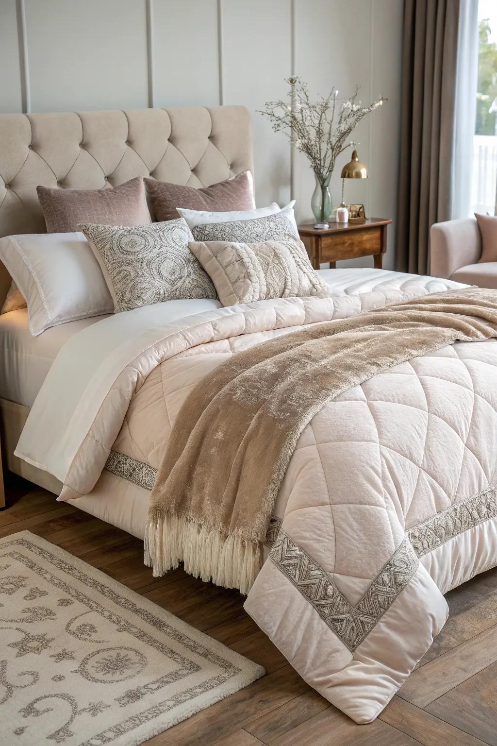 A plush duvet that adds warmth and style to the bed.