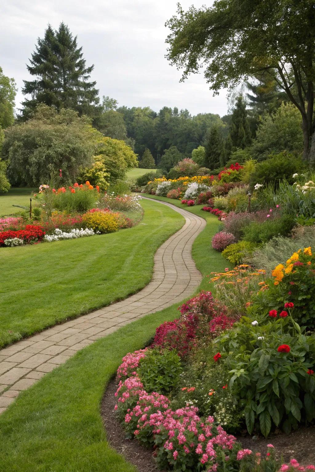 Seamless merging of flower beds with the scenery.