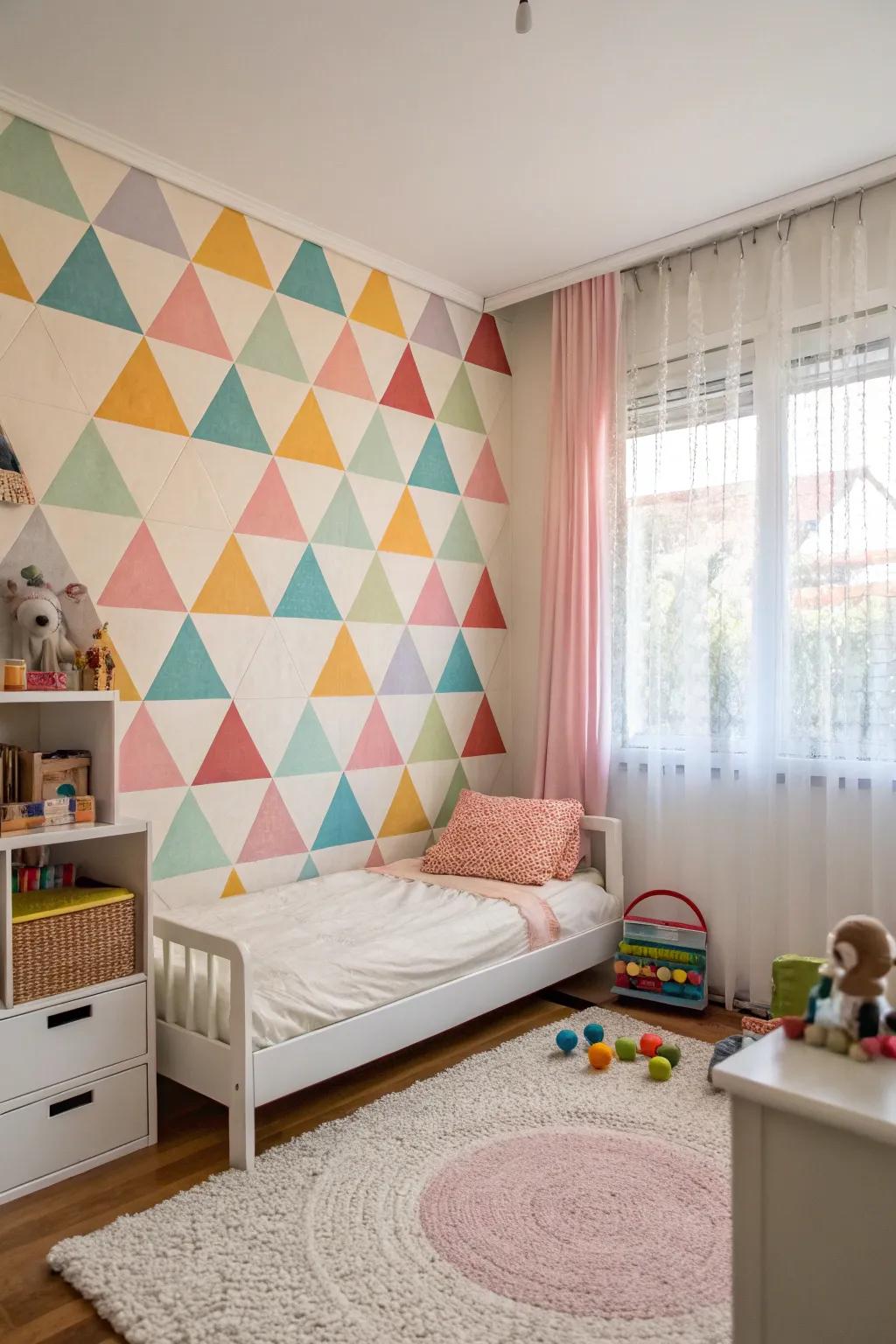 A fun shaped pattern wall that sparks creativity.