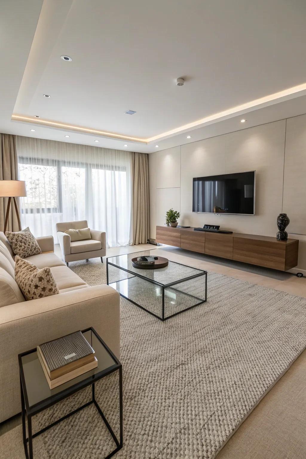 Modern minimalism is accentuated via uncluttered patterns and understated designs.