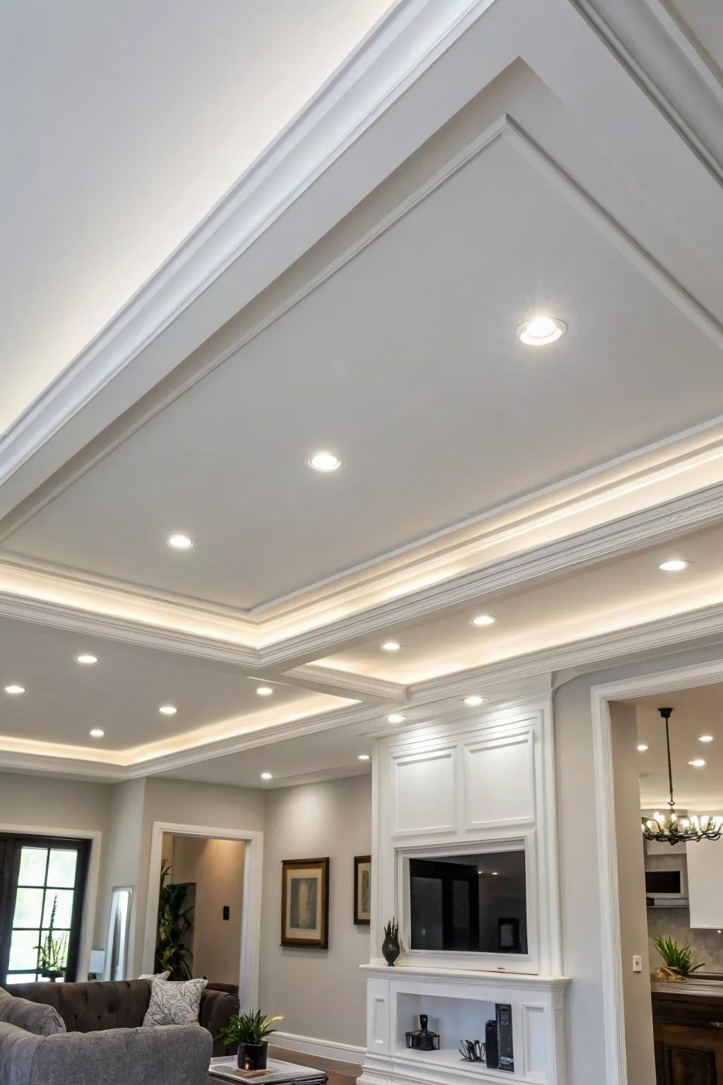 Fitted lights present a neat, minimalist lighting solution.