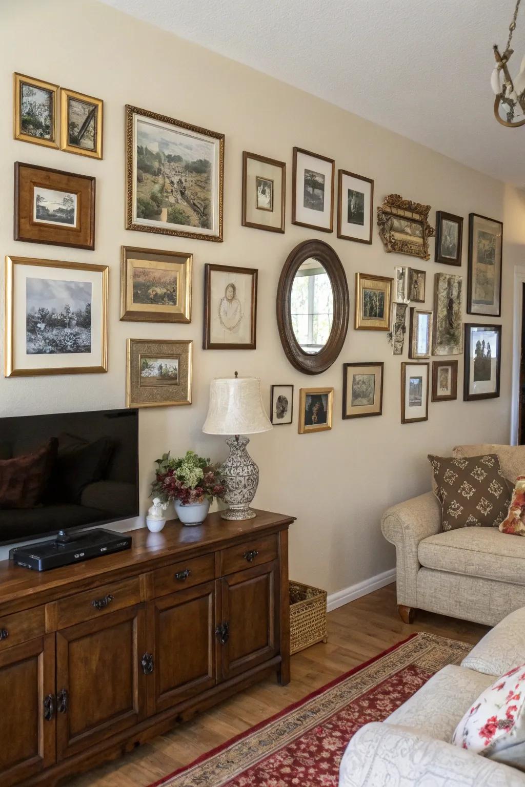 A feature wall adds a personal and artistic element.