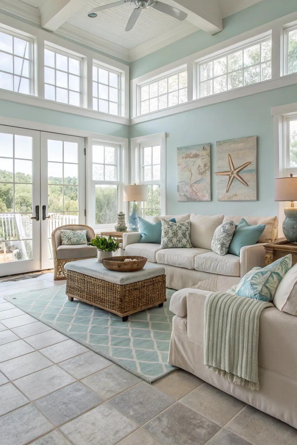 Earthenware tiles provide a cool, sturdy option for refined living area designs.