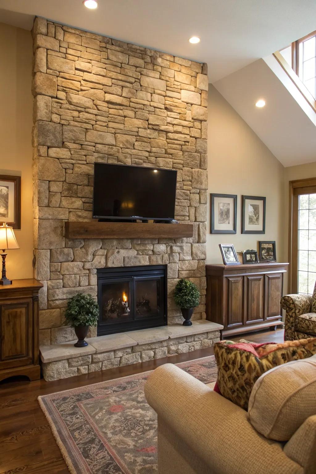 Textured walls enhance the room, adding visual appeal.