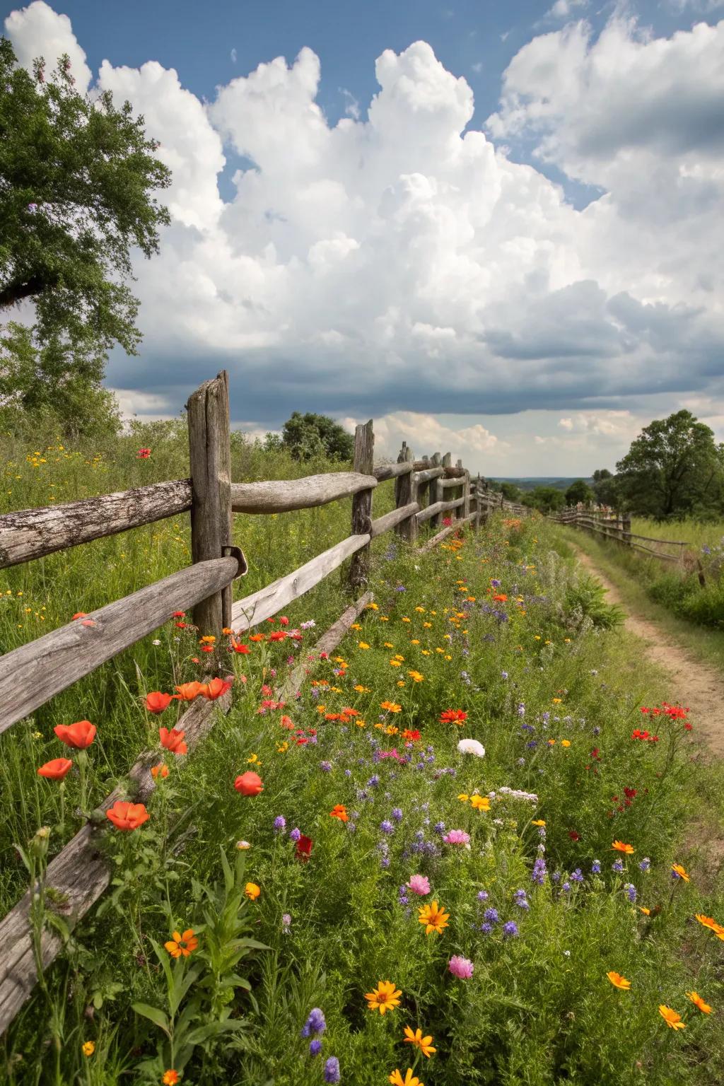 Introduce rustic charm with a simple split rail fence.