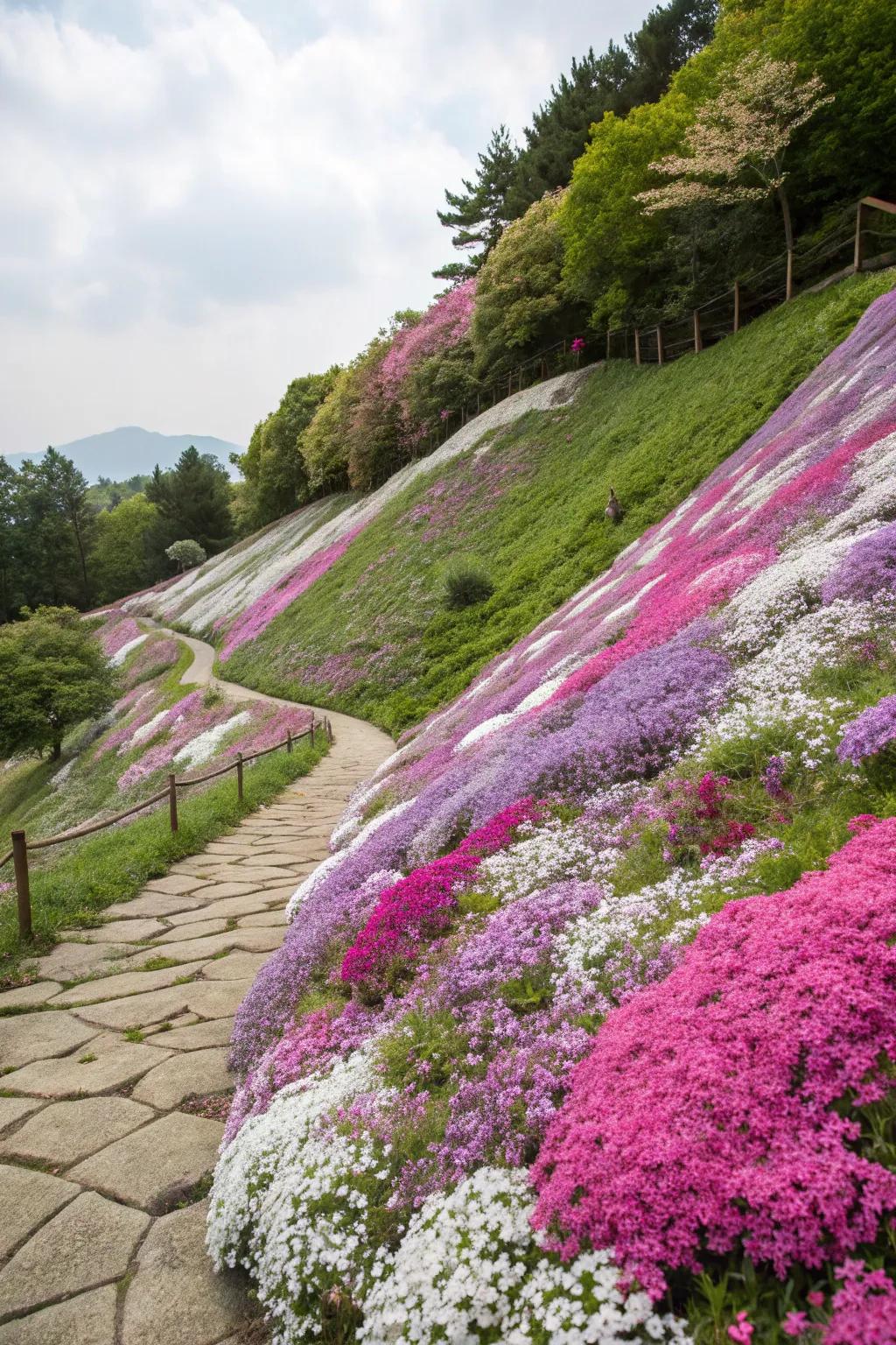 Wandering Phlox sweeping down a garden slope.