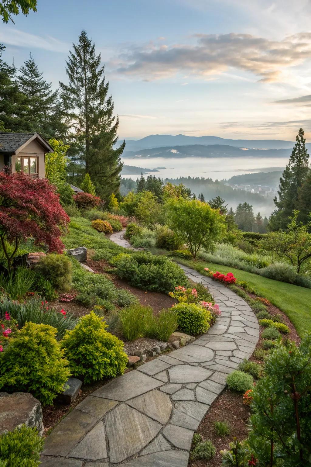 Stone walkways are an elegant and useful addition.
