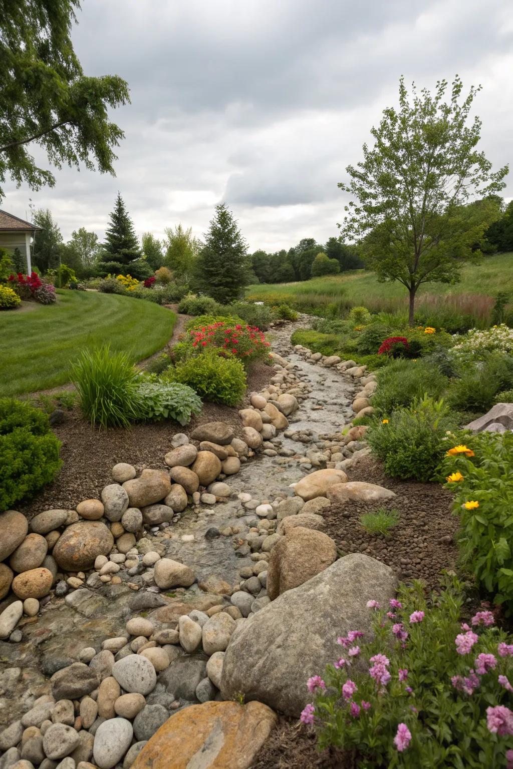 Enhance your garden's water runoff with an attractive dry streambed.