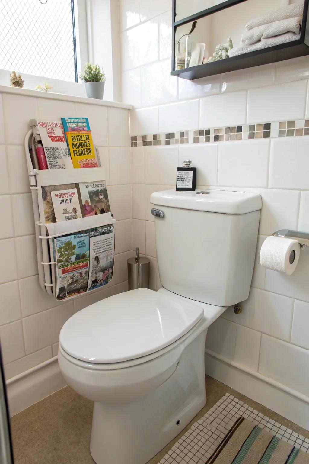 Over-the-tank holders are great for smaller bathrooms.