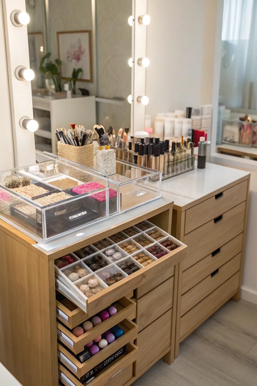 Chic organization keeps your space tidy.